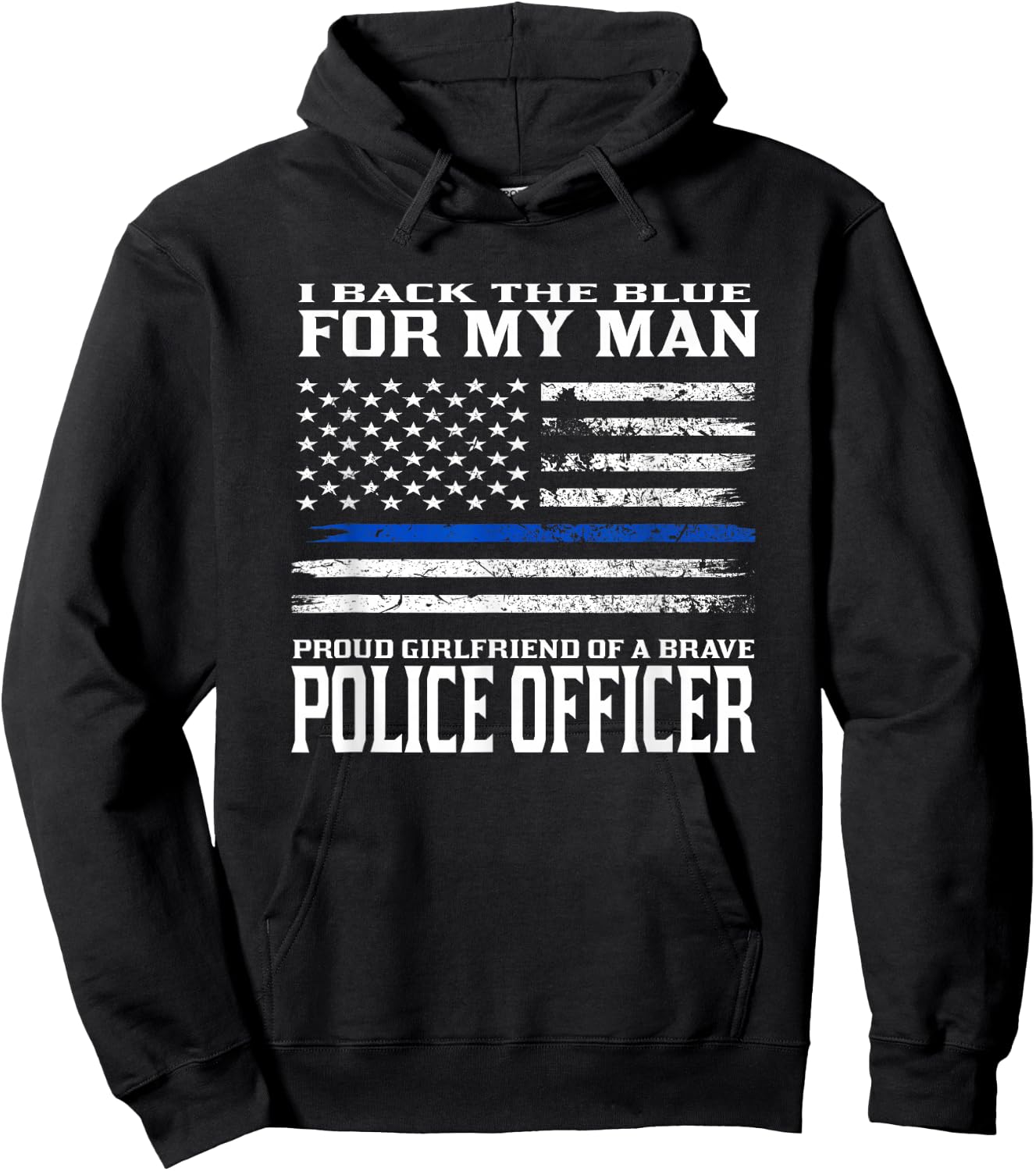 Thin Blue Line Shirt - Proud Girlfriend Of Police Officer Hoodie - Hoodie | Black
