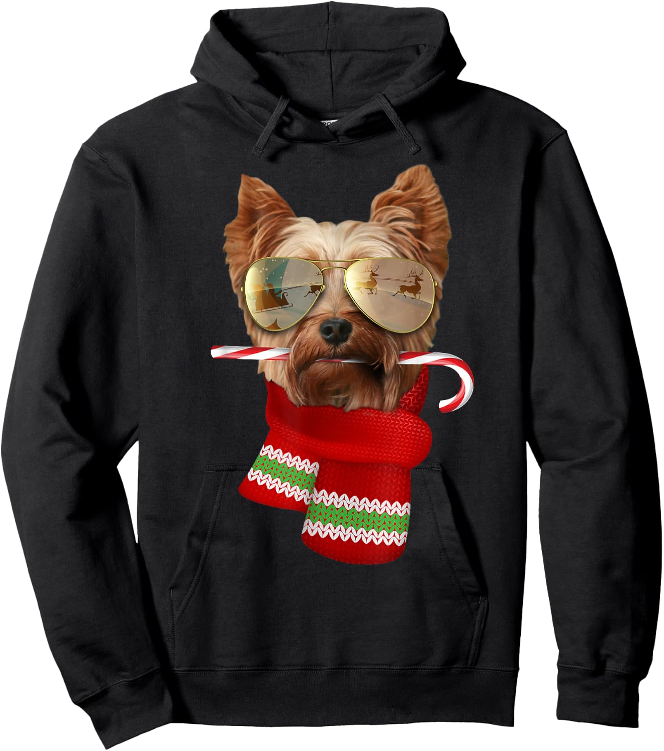 Yorkie shirt Terrier Christmas Gift Dog Lovers Sunglasses Women Kids Hoodie - Hoodie | Black