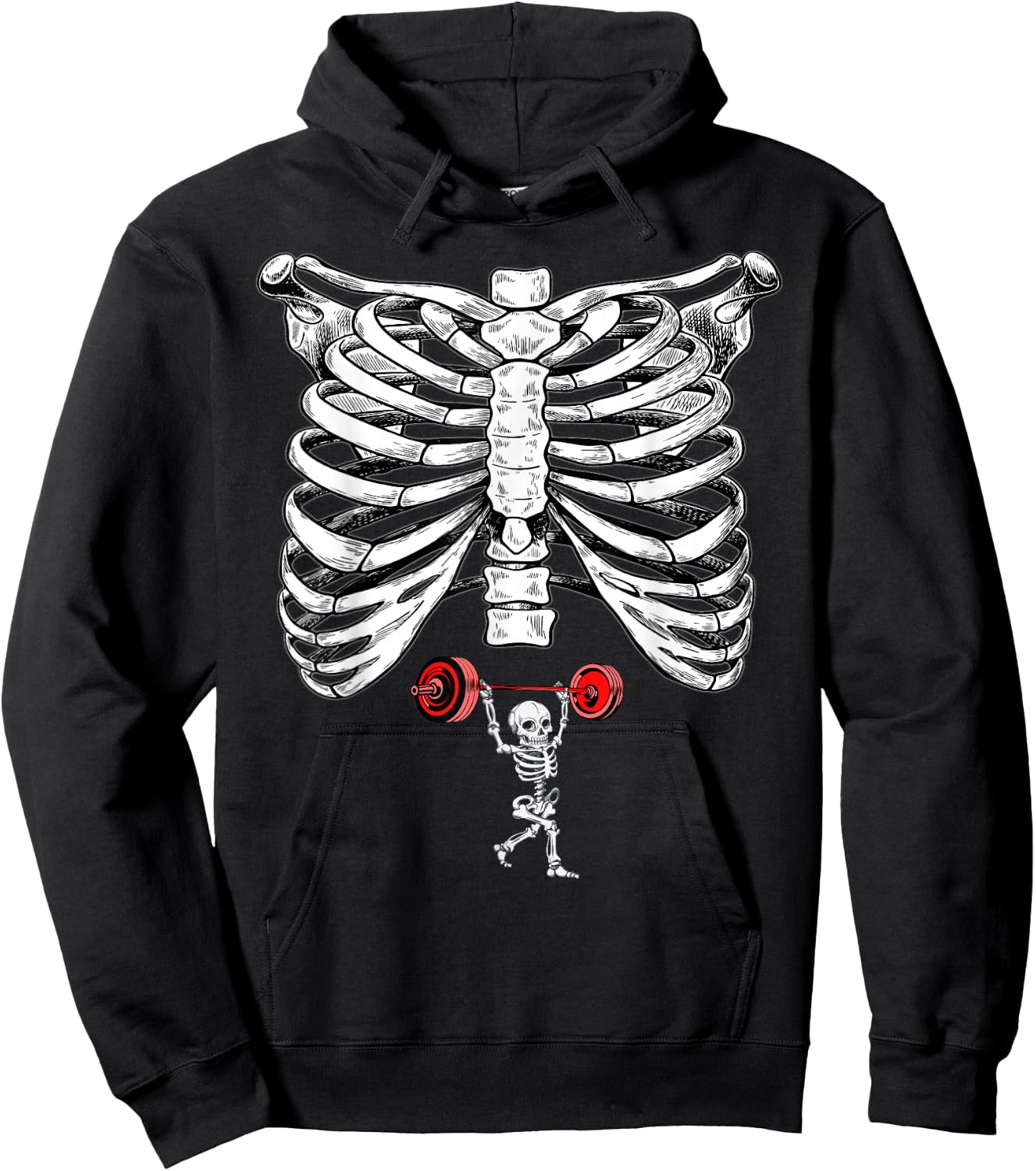 Skeleton Weightlifting Pregnancy Halloween Fitness Gym Hoodie - Hoodie | Black