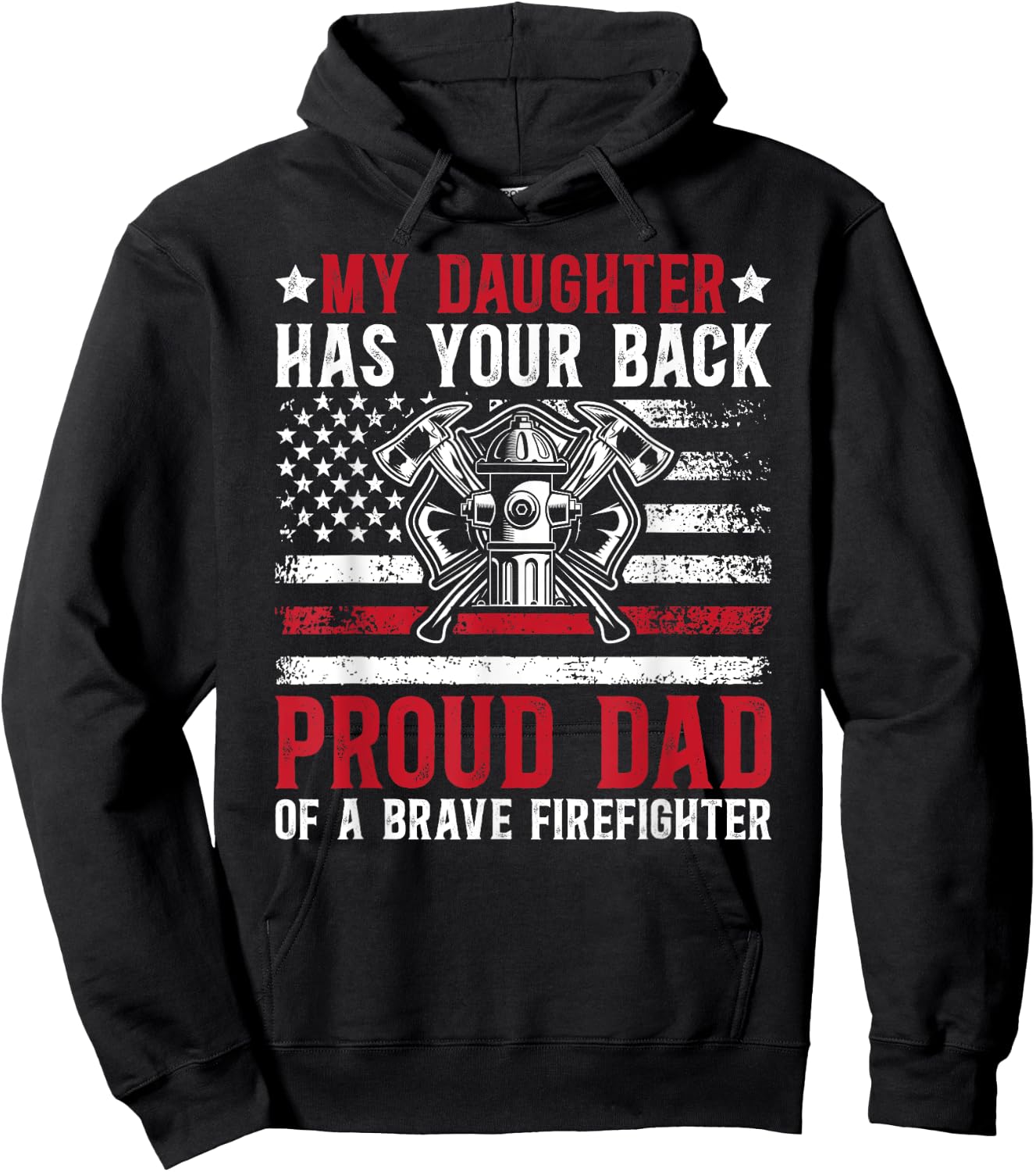 Proud Firefighter Dad Fireman Dad Firefighter Father Hoodie - Hoodie | Black