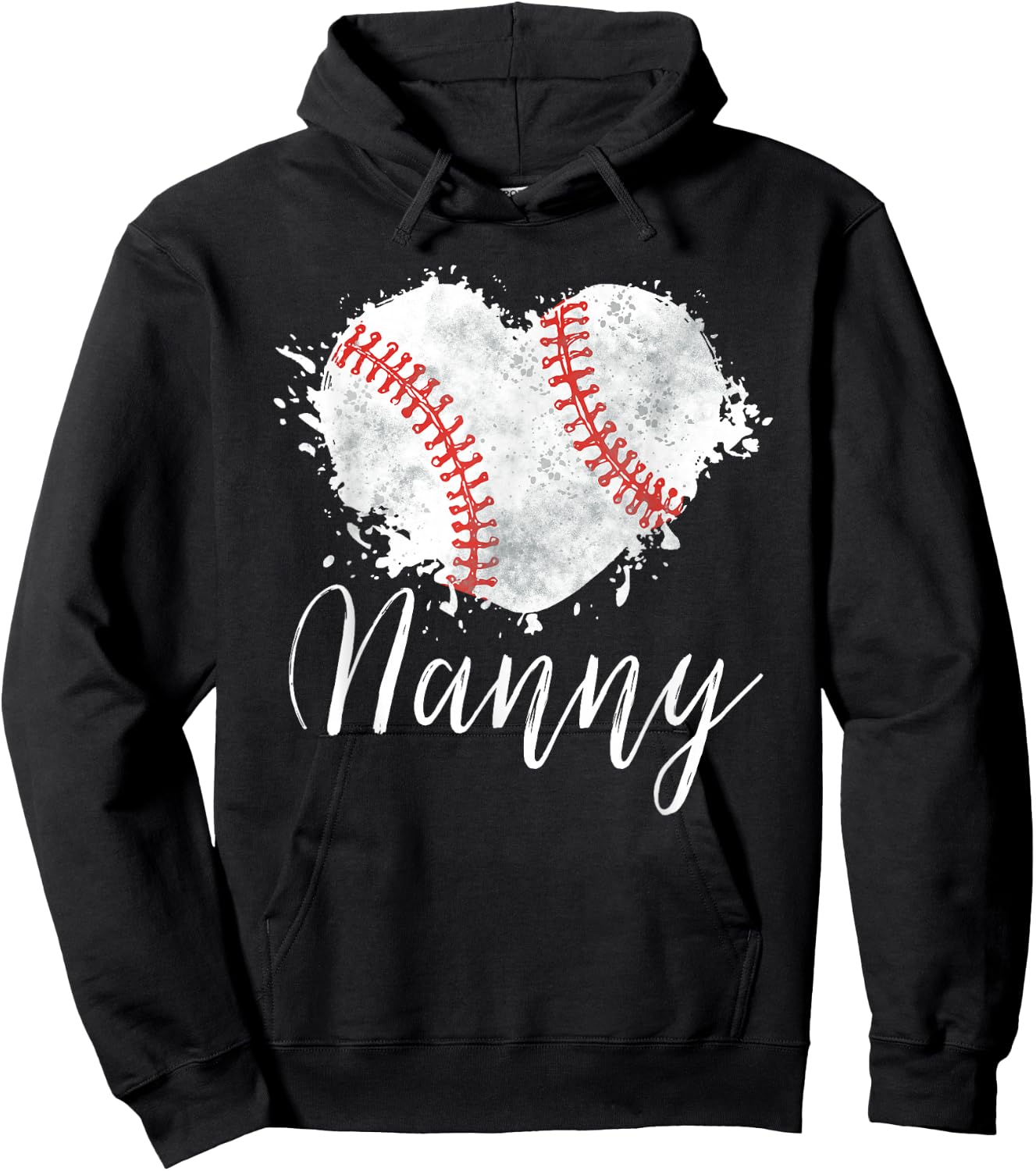 Baseball Nanny Baseball Love Heart Hoodie - Hoodie | Black