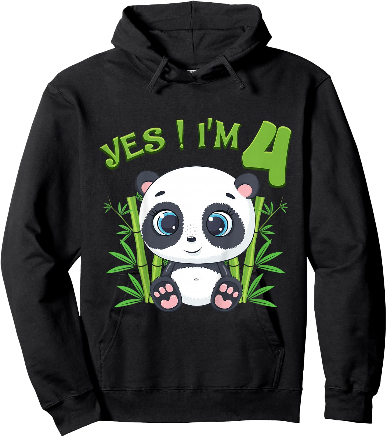 Kids Panda 4th Birthday Shirt Girls Gift Fourth Birthday Hoodie - Hoodie | Black
