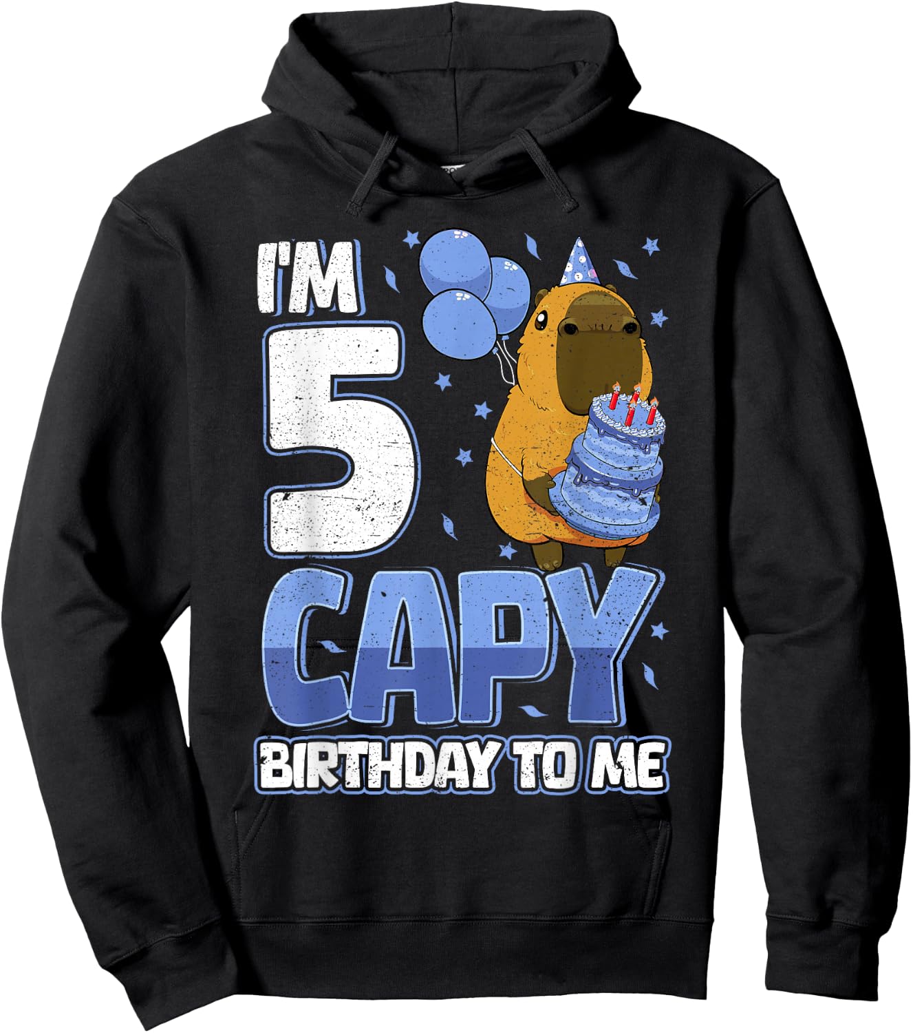 5 Years Capy Birthday to me Boys 5th Birthday Capybara Hoodie - Hoodie | Black