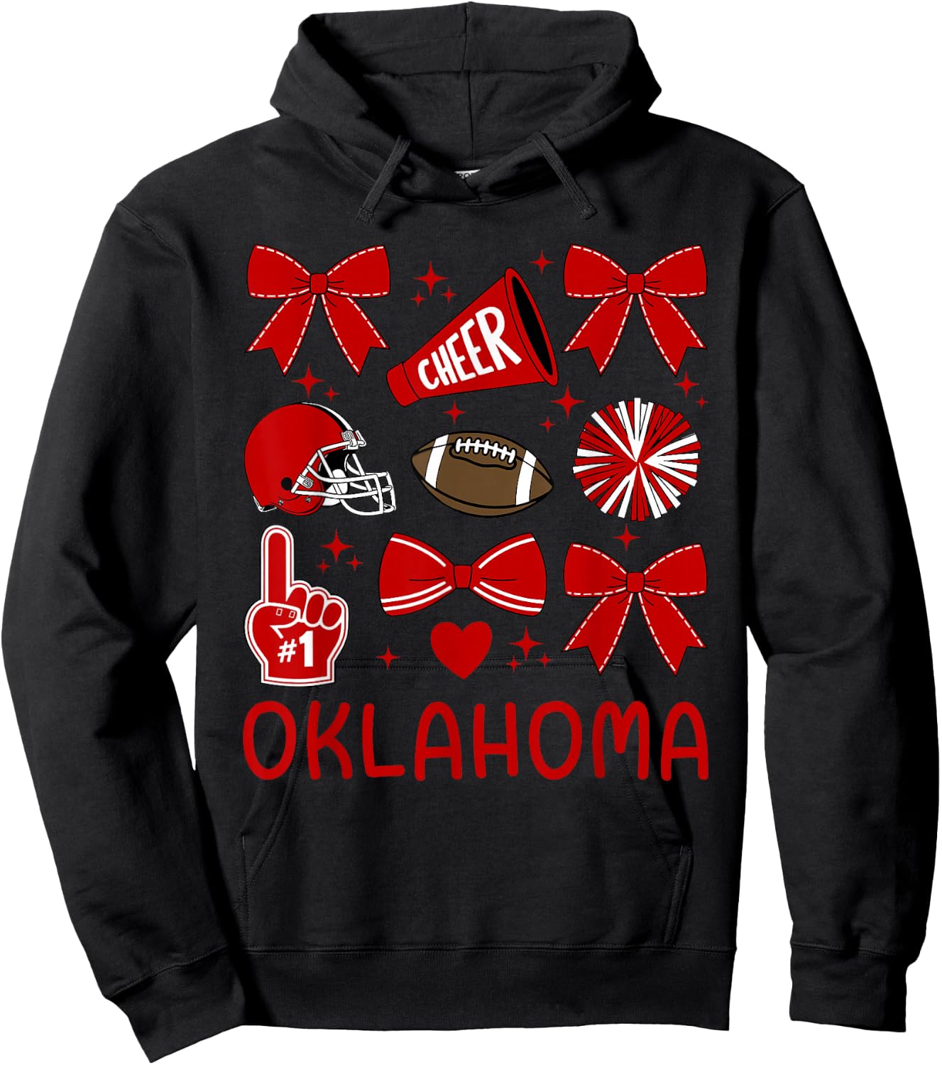 Oklahoma Women Girls Toddler Sister Bow For Oklahoma Lover Hoodie - Hoodie | Black