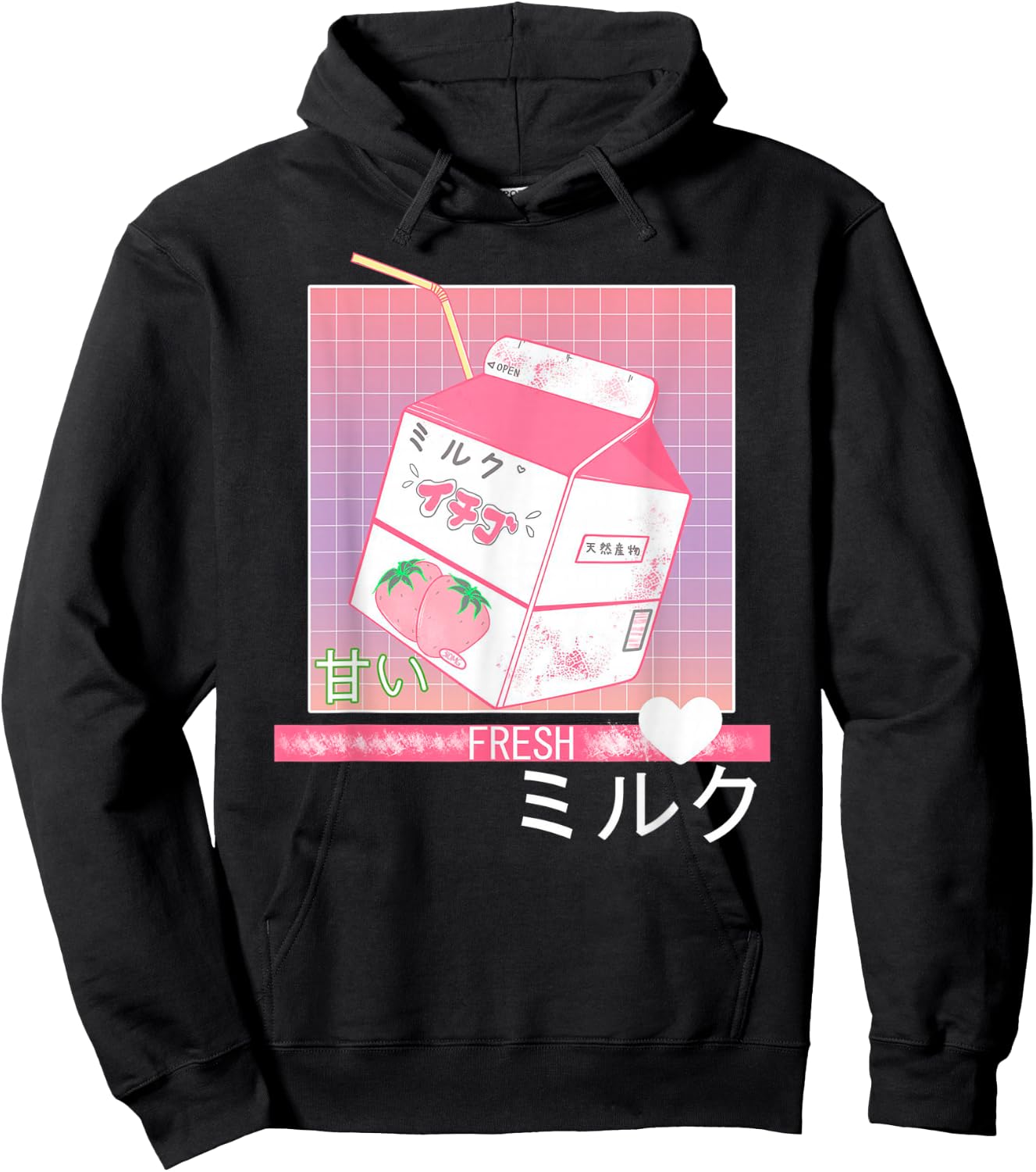 90s Japanese Otaku Stylish Aesthetic Milk Hoodie - Hoodie | Black