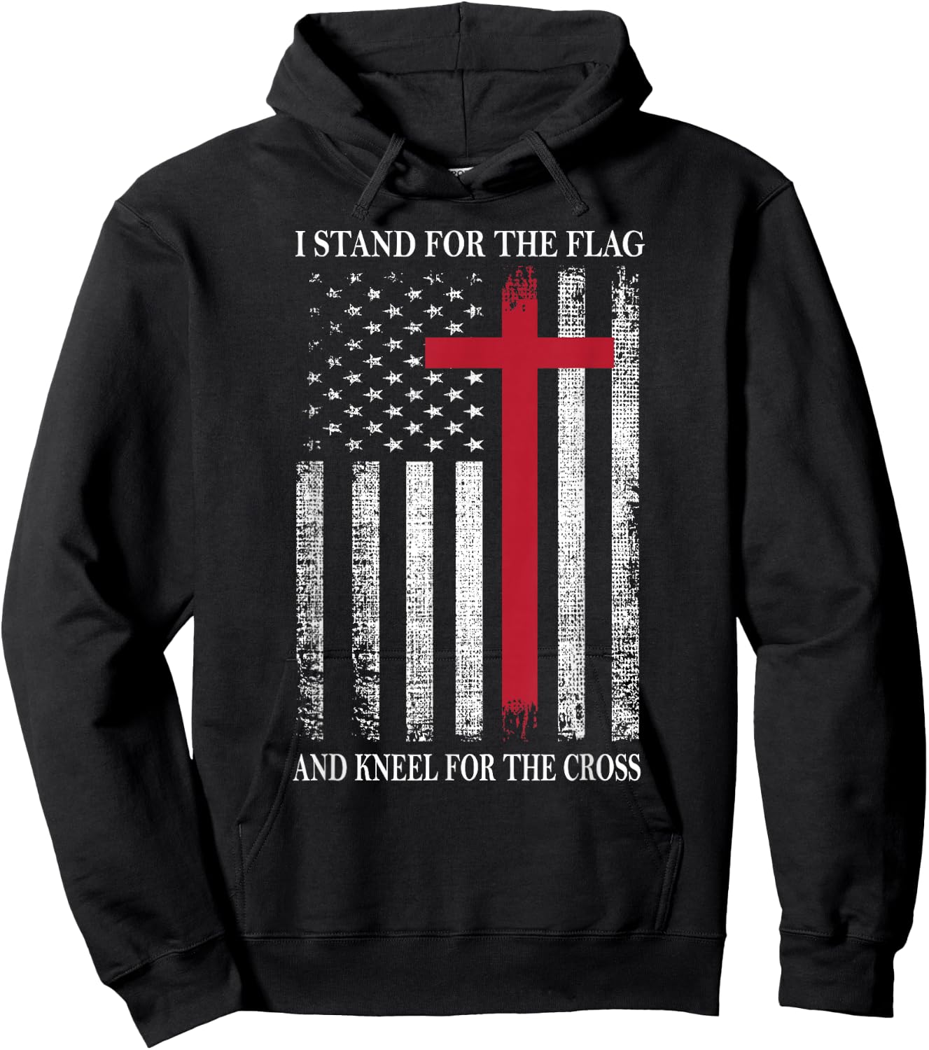 I Stand for The Flag and Kneel for The Cross USA Flag Hoodie - Hoodie | Black