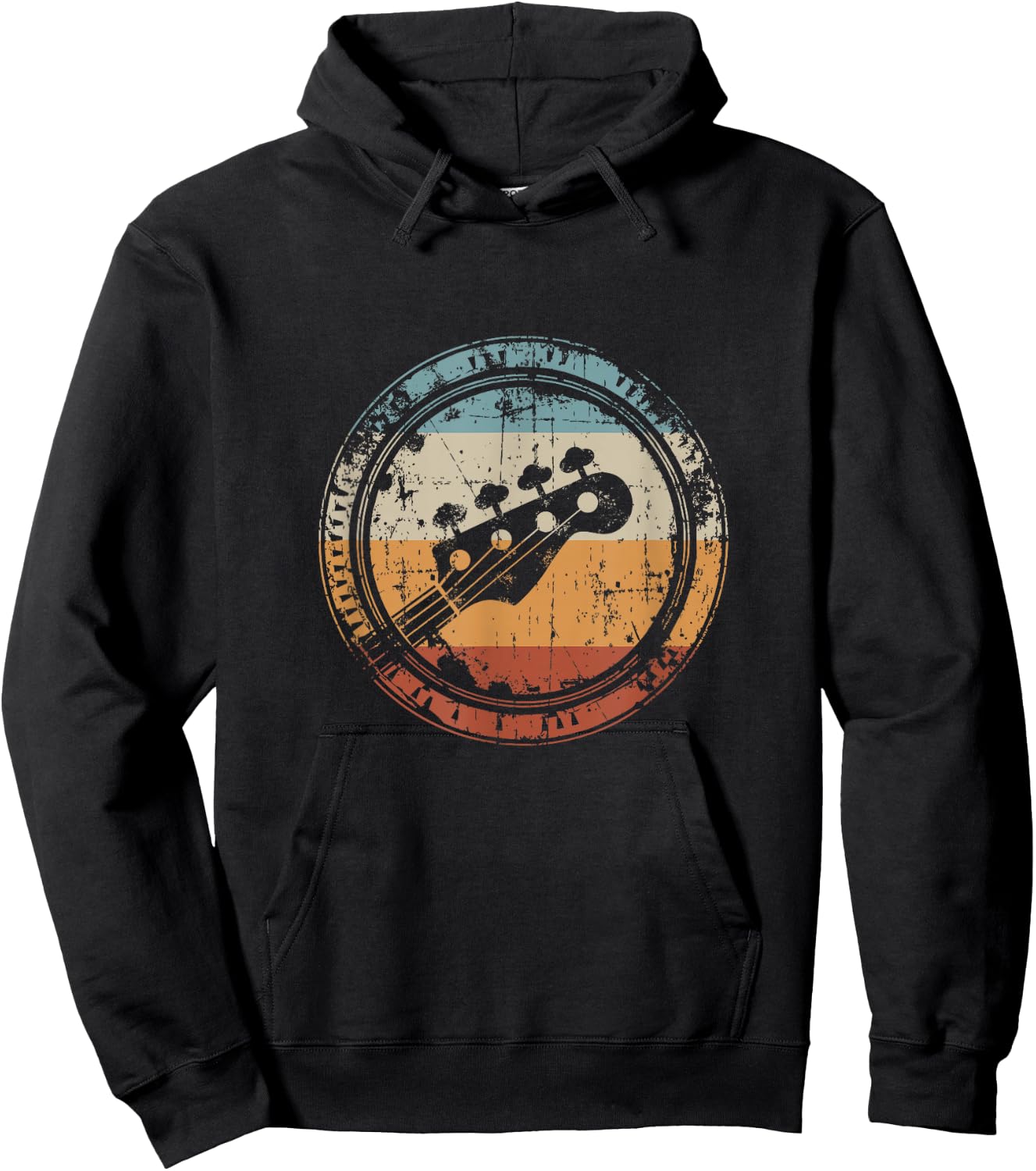 Vintage Bass Guitar Headstock for Bassist and Bass Player Small Hoodie - Hoodie | Black