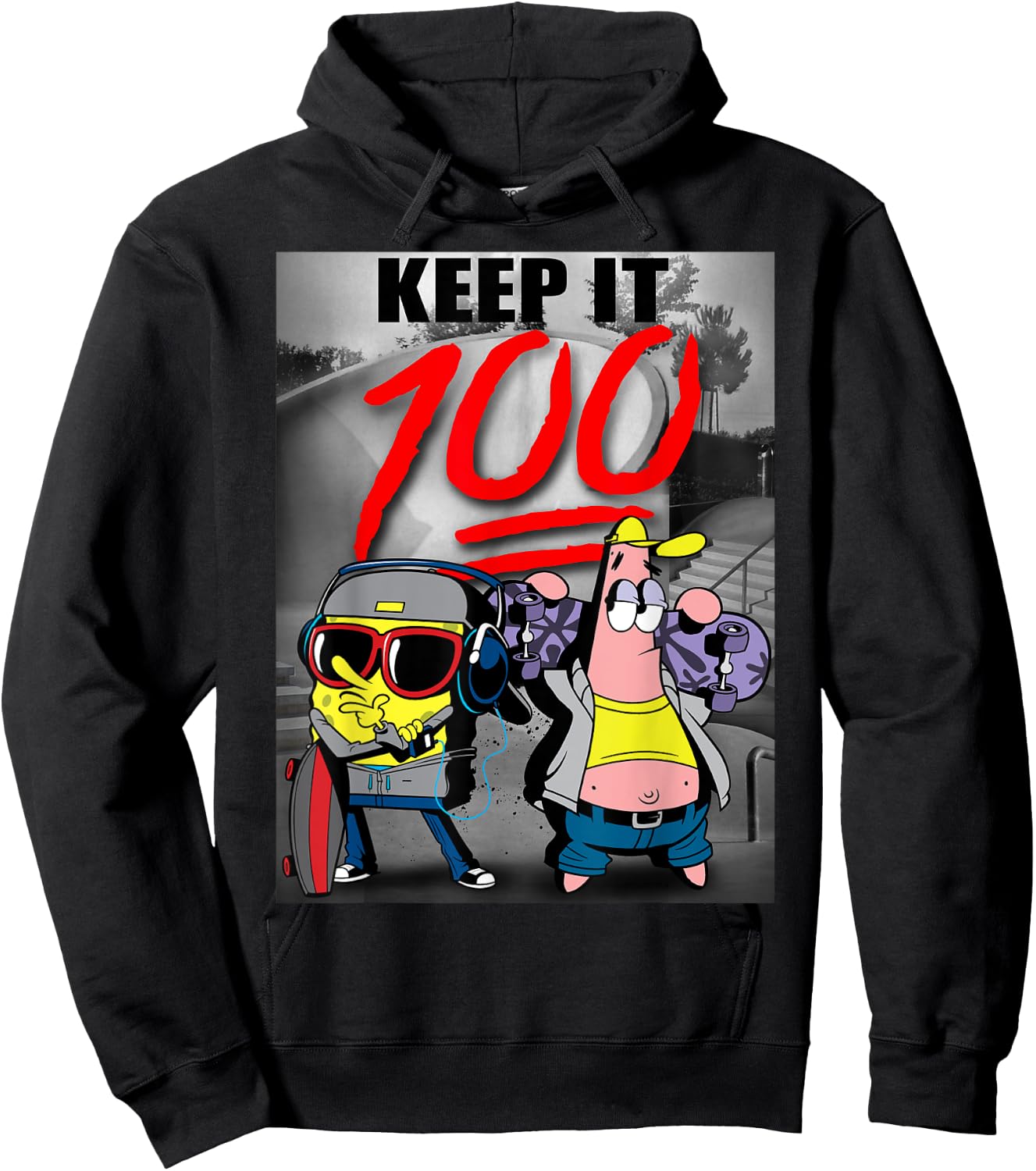 Spongebob SquarePants Keep It 100 Hoodie - Hoodie | Black