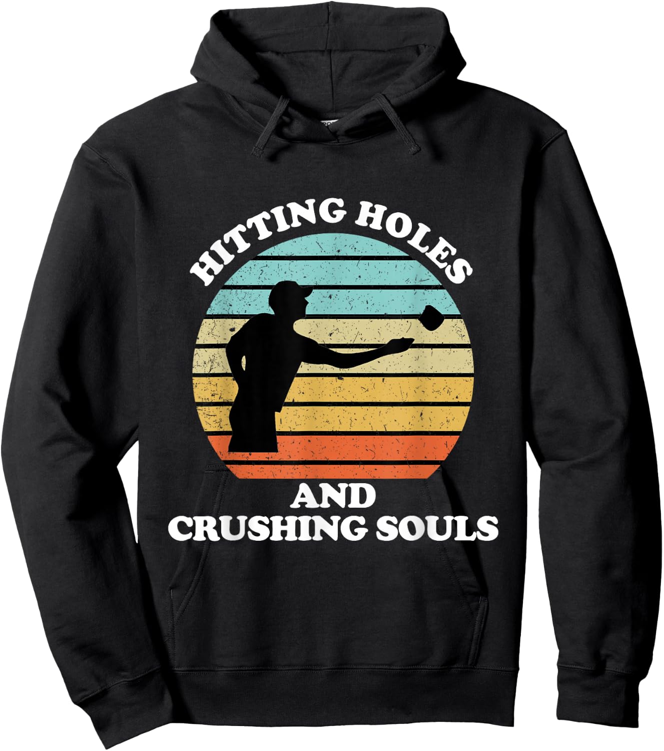 Hitting Holes and Crushing Souls Funny Cornhole Hoodie - Hoodie | Black