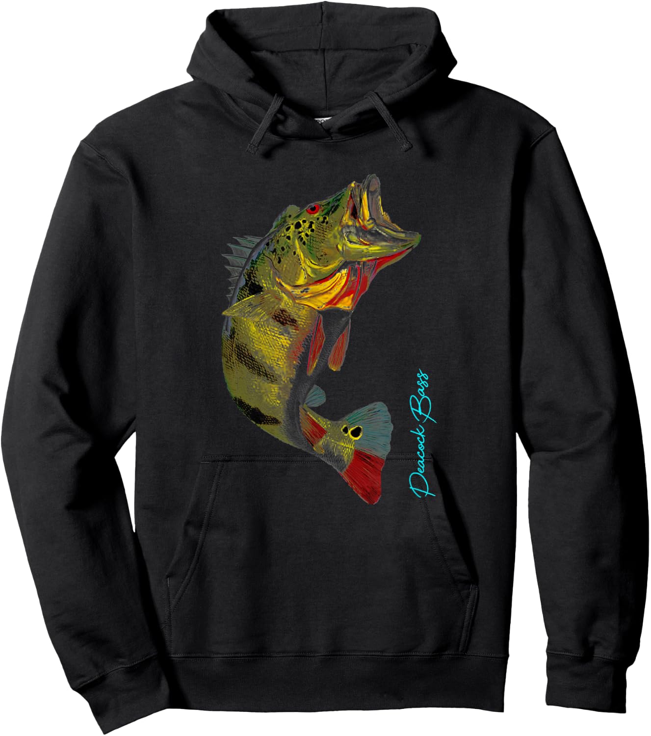 Fishing Shirts | PEACOCK BASS Fishing Art Gift Shirt For Dad Hoodie - Hoodie | Black