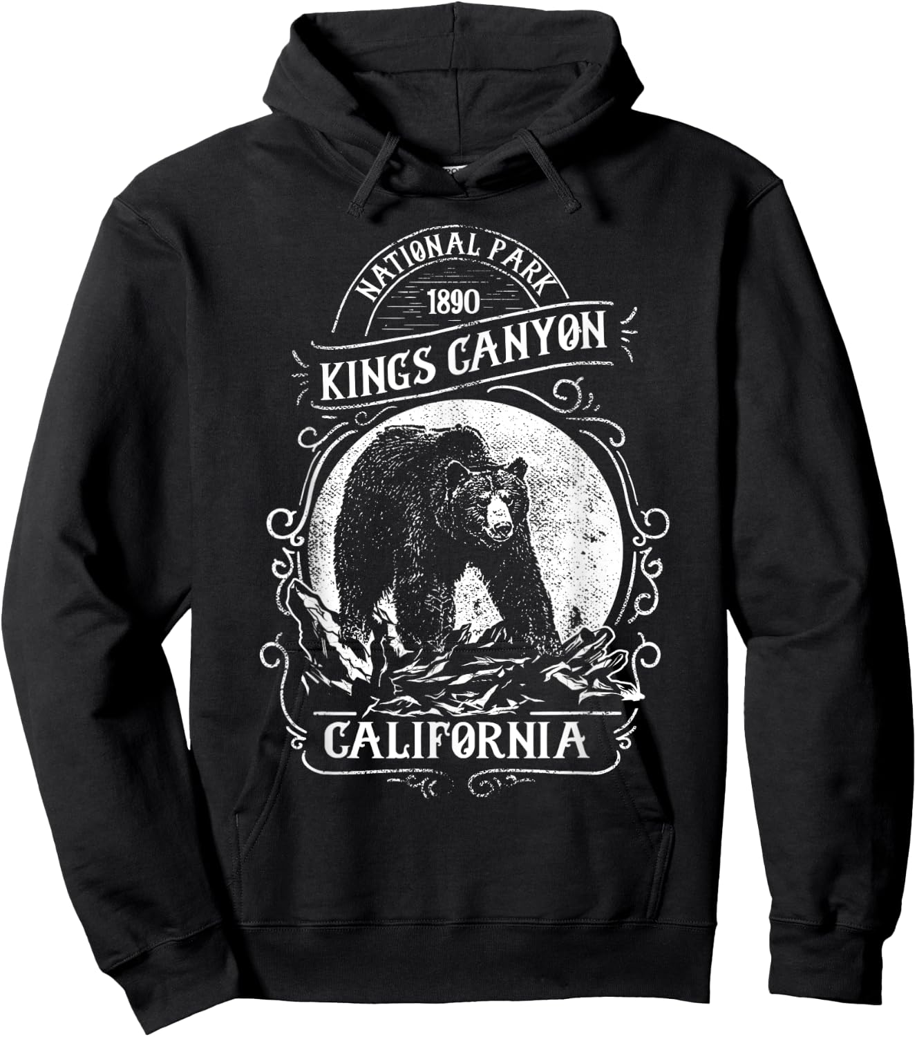 Vintage Kings Canyon National Park Retro Bear California Hoodie - Hoodie | Black