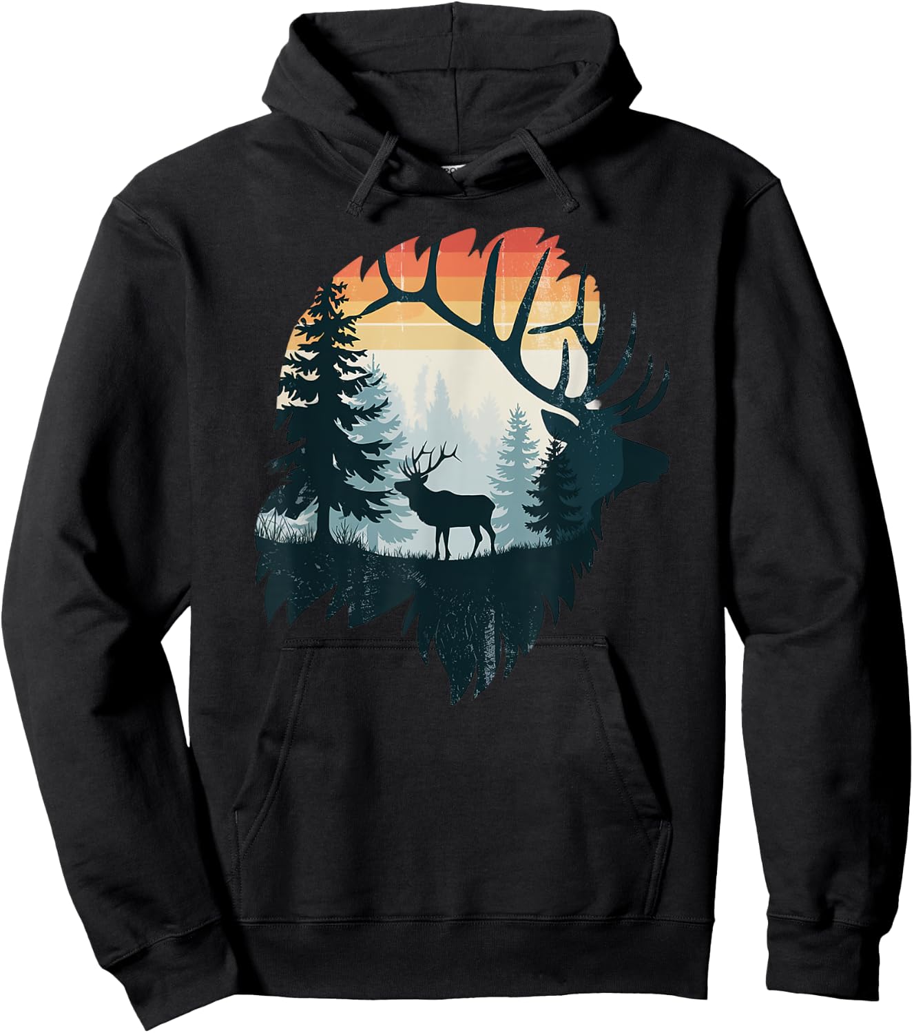 Elk Hunting Hiking Outdoor Camping Forest Men Women Elk Hoodie - Hoodie | Black