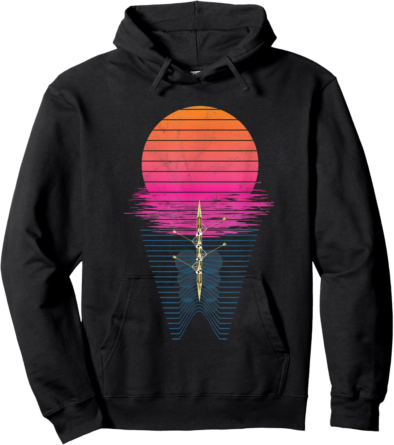 Vaporwave Athlete Rowing Crew Sunset Rower Hoodie - Hoodie | Black