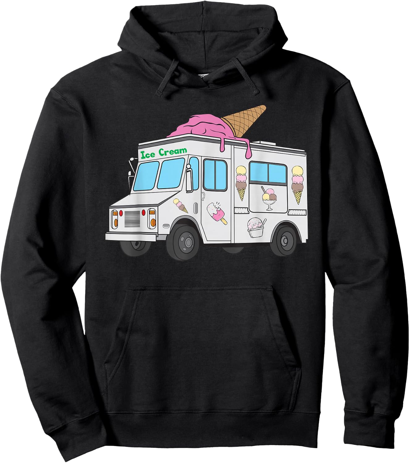 Funny Nostalgic Ice Cream Truck Summer Adventure Lover Hoodie - Hoodie | Black