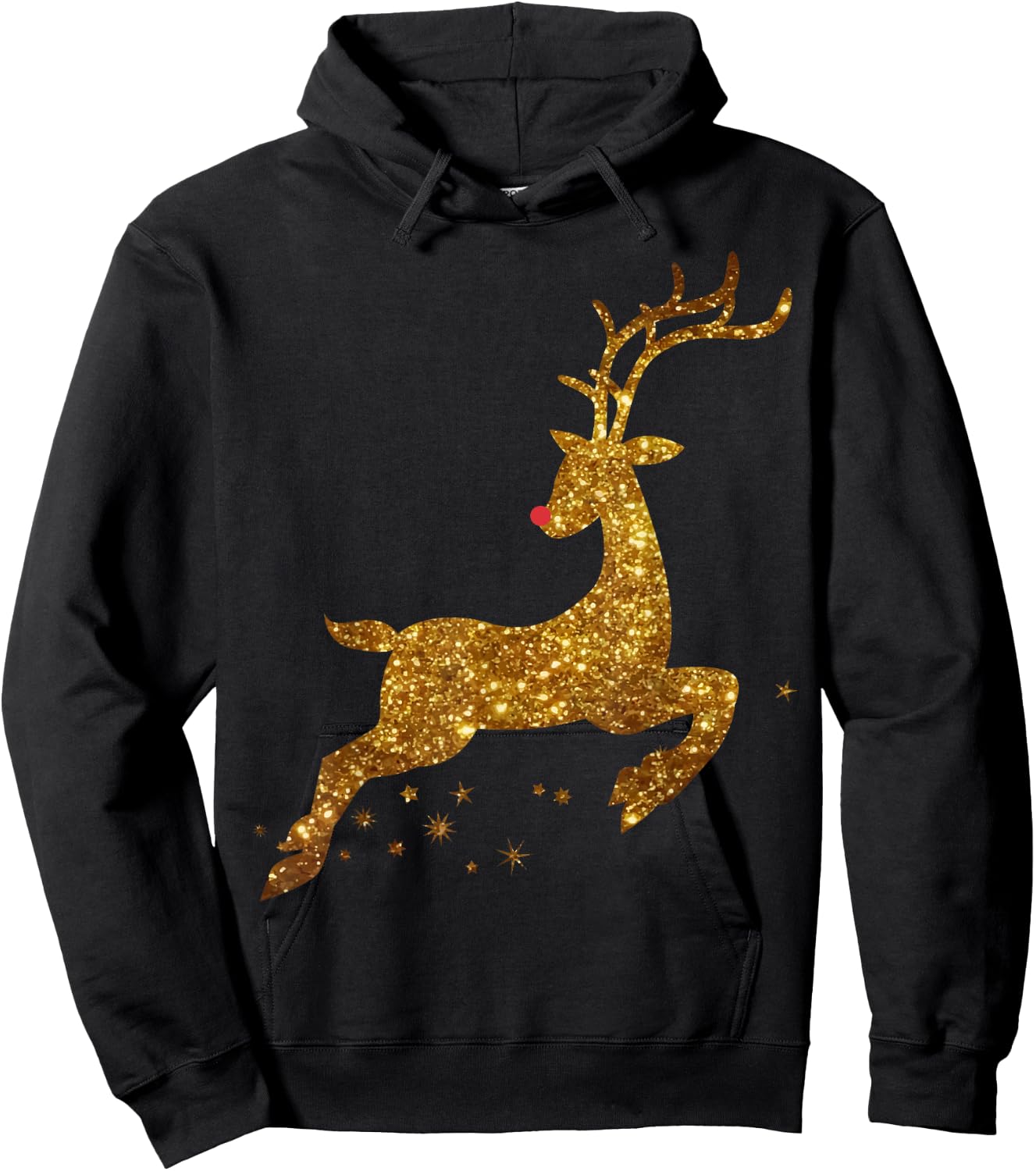 Christmas Reindeer Cute gold faux Hoodie - Hoodie | Black