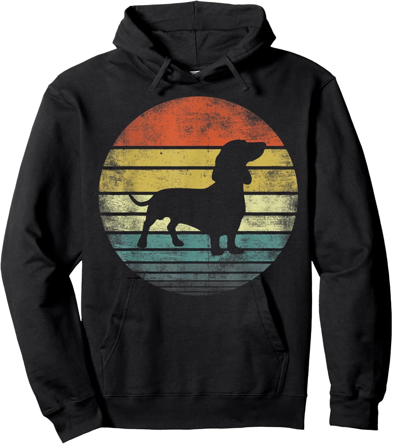Dachshund Lover Owner Gifts Retro Sunset Dog Silhouette Dad Hoodie - Hoodie | Black