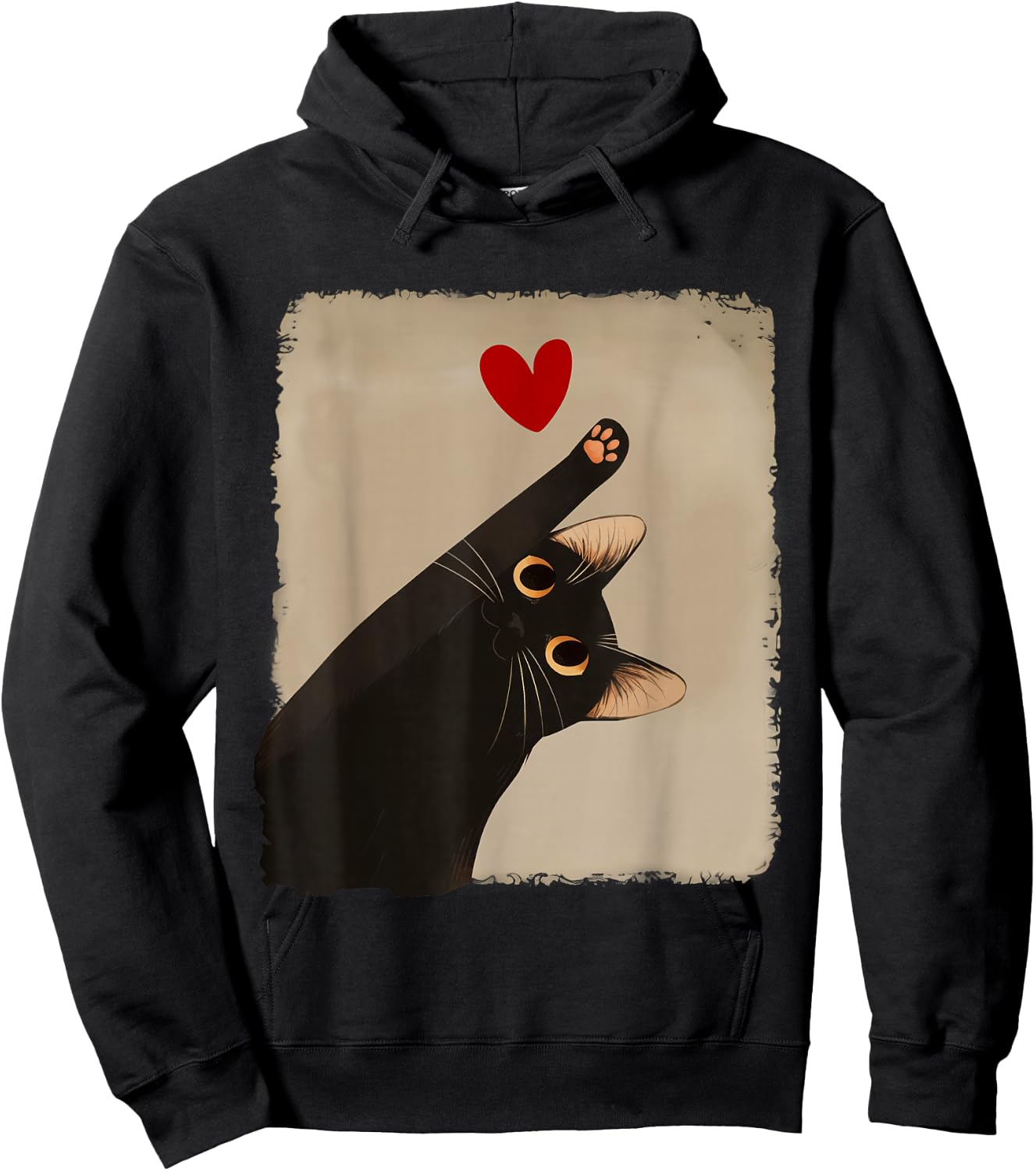 Kawaii Black Cat Heart Japanese Anime Cute Cat Heart Girls Hoodie - Hoodie | Black