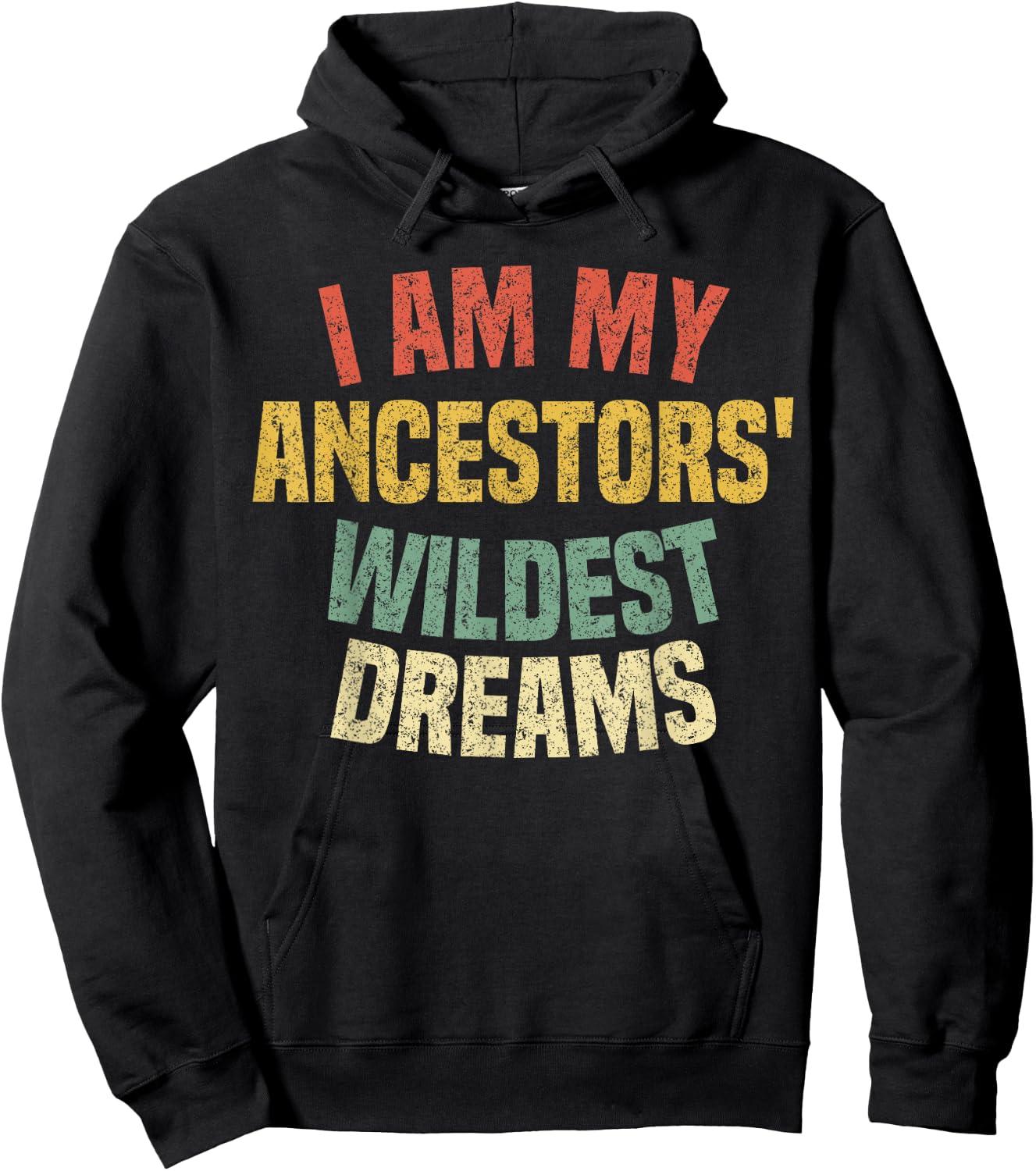 I Am My Ancestors' Wildest Dreams Distressed Vintage Hoodie - Hoodie | Black