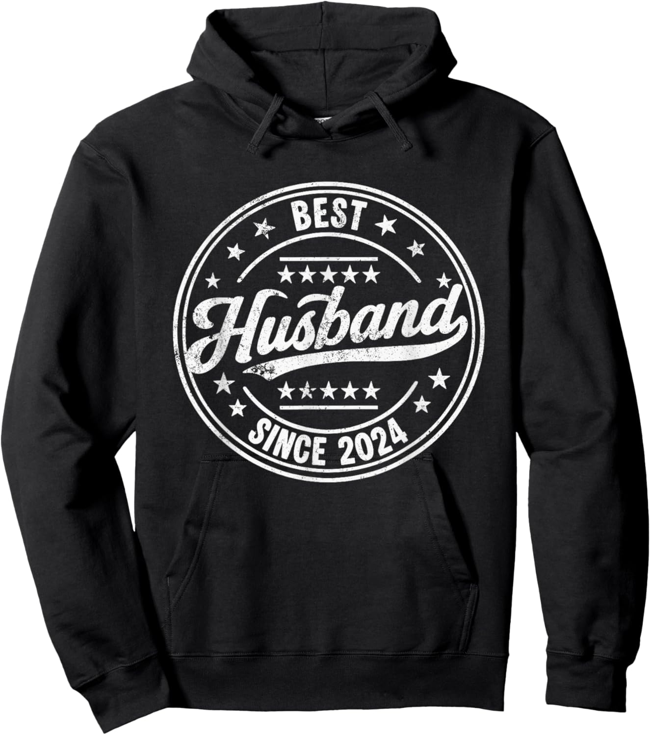 Retro Proud Best Husband Since 2024 2nd Wedding Anniversary Hoodie - Hoodie | Black