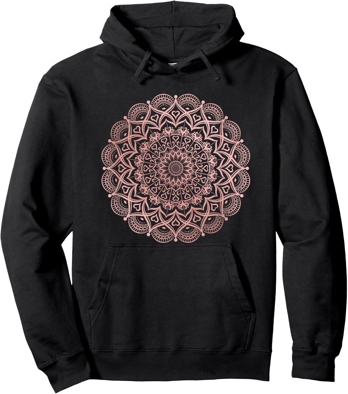 Soft Pink Boho Mandala and Men Hoodie - Hoodie | Black