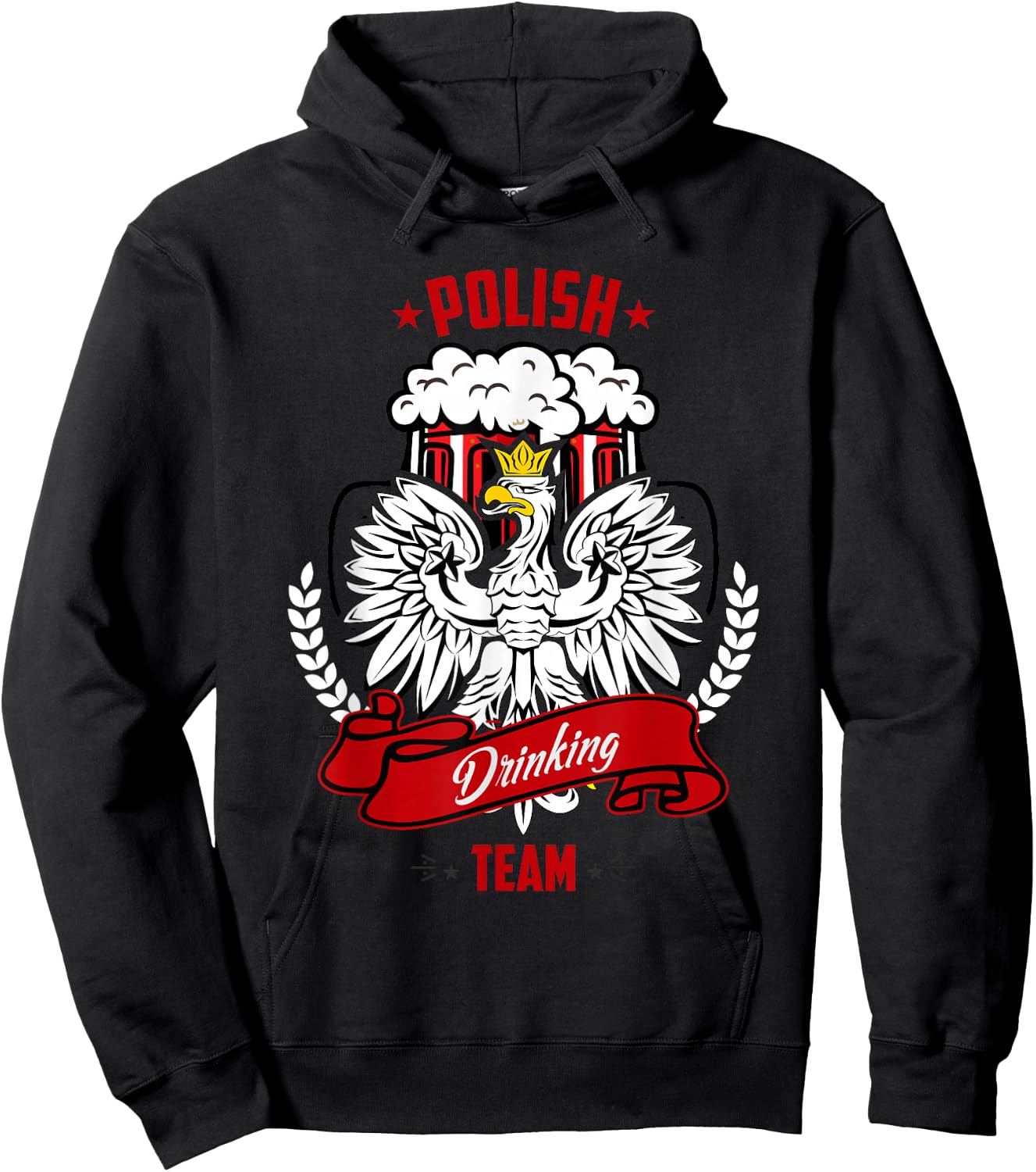 Polish Drinking Team Funny Poland Party Beer Hoodie - Hoodie | Black