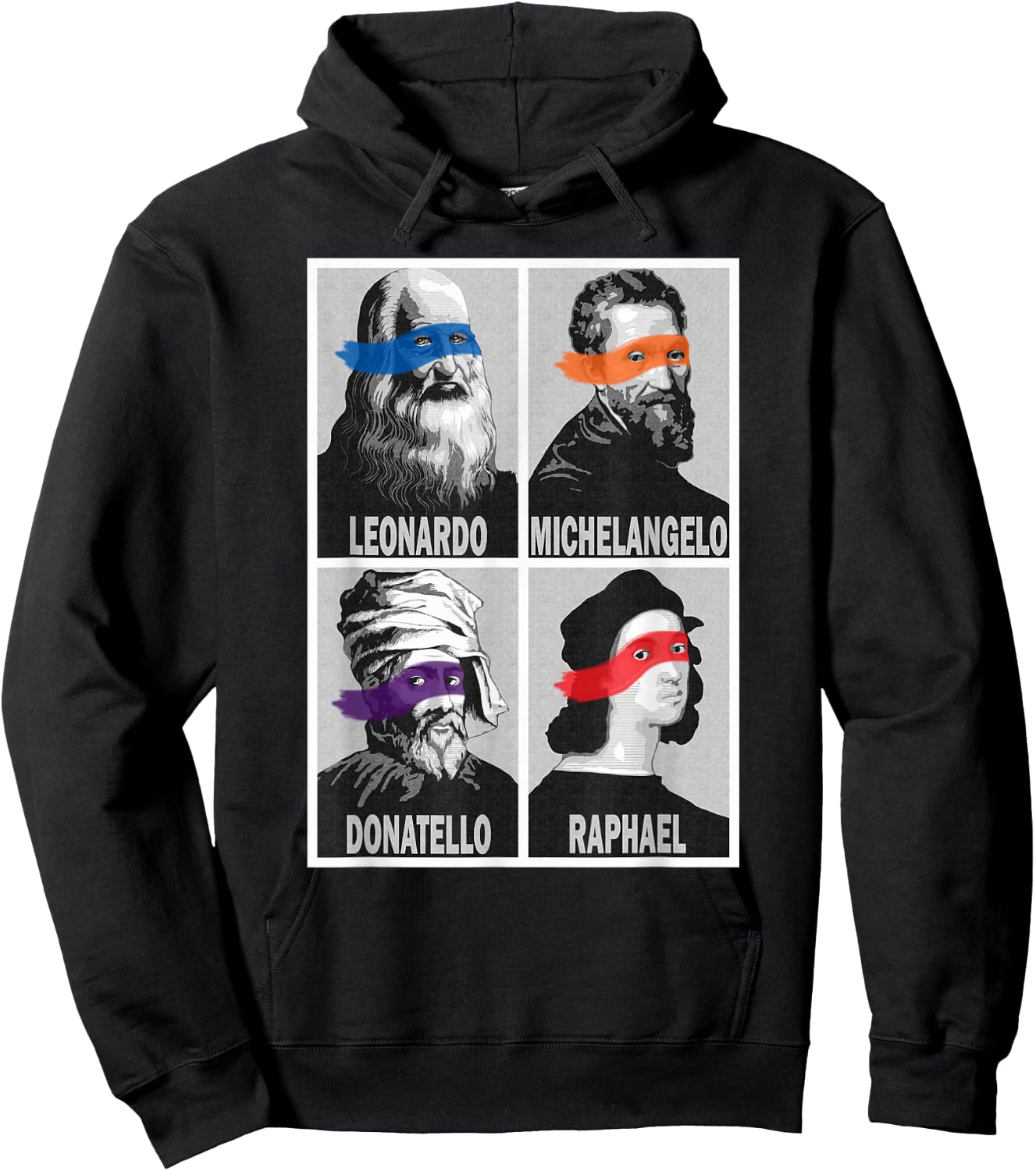 Renaissance Ninja Artists Poster Style Pop Art Hoodie - Hoodie | Black