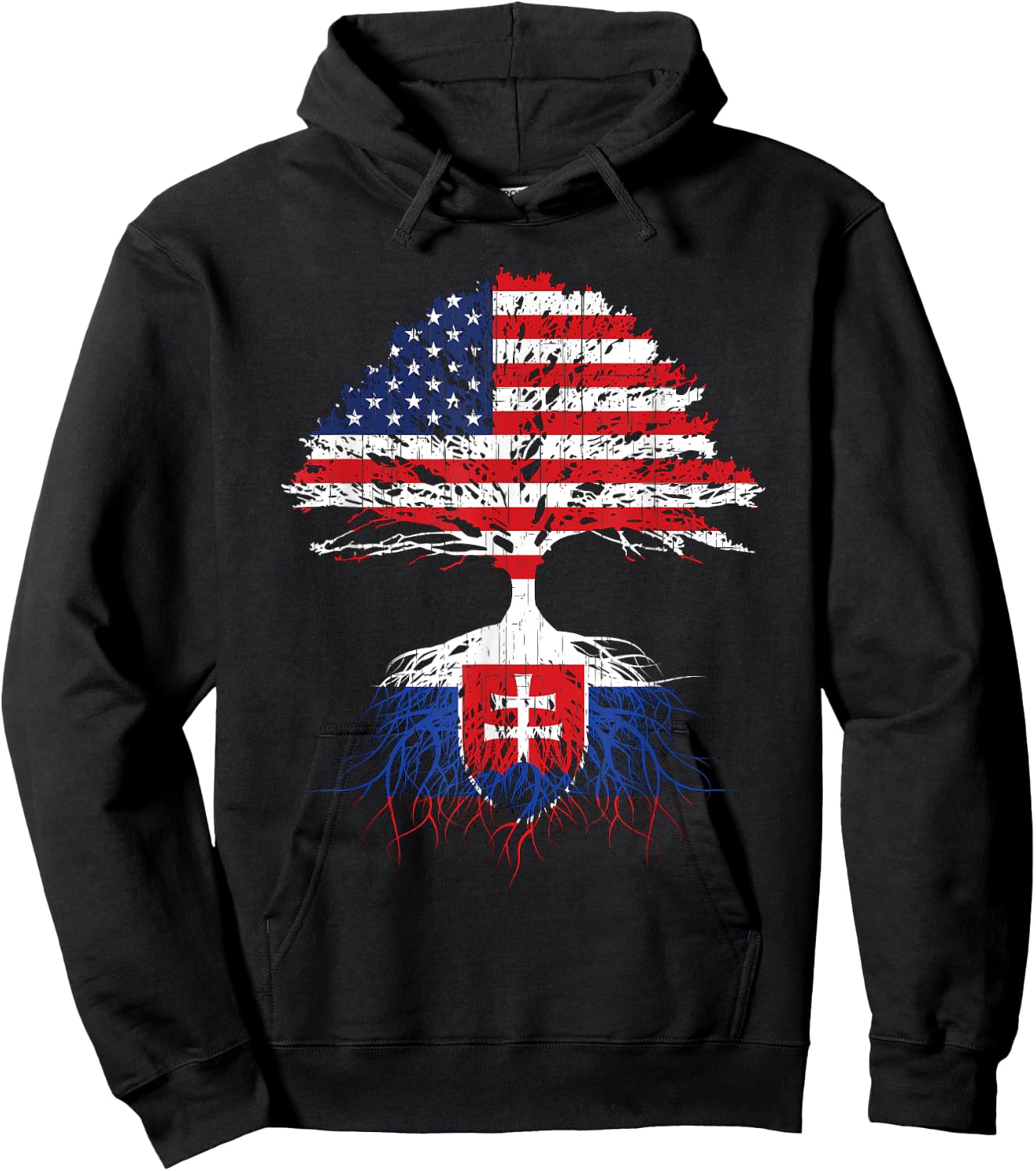 Slovak Slovakia Slovakian Roots American Flags Immigrant Hoodie - Hoodie | Black