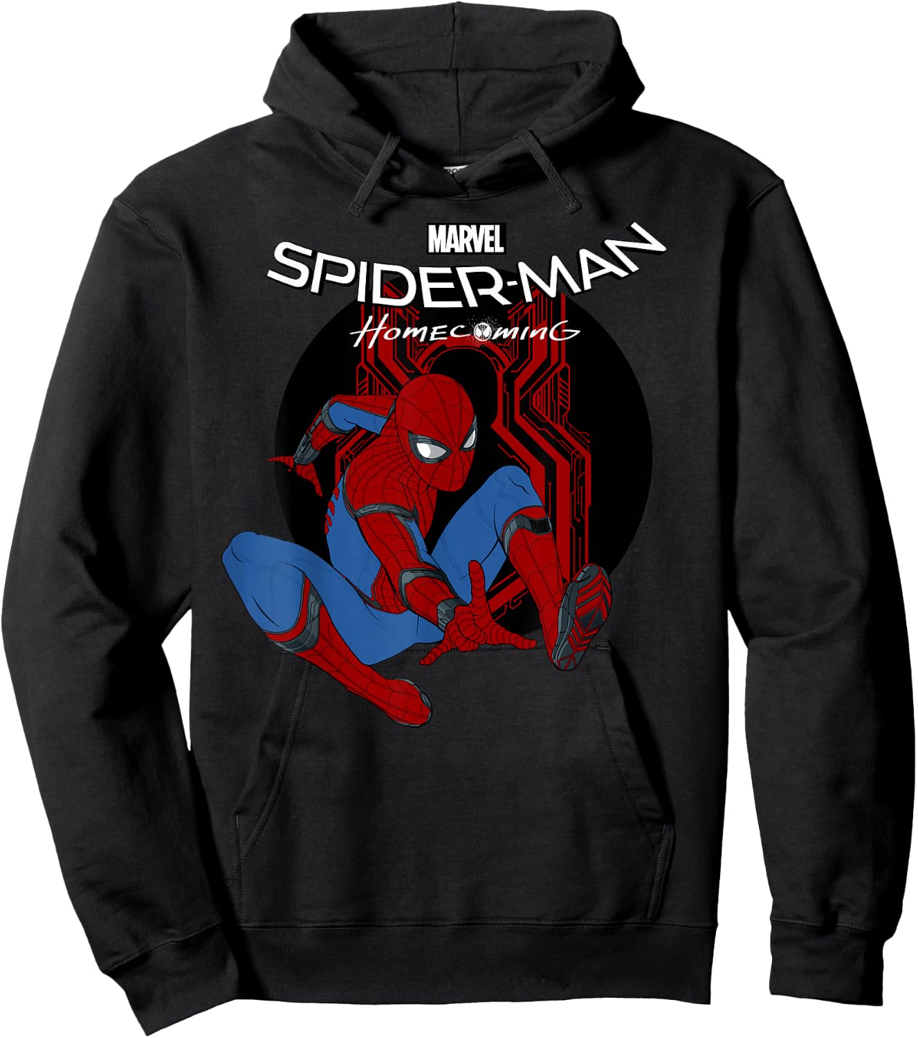 Marvel Spider-Man Homecoming Iconic Jump Pose Badge Hoodie - Hoodie | Black
