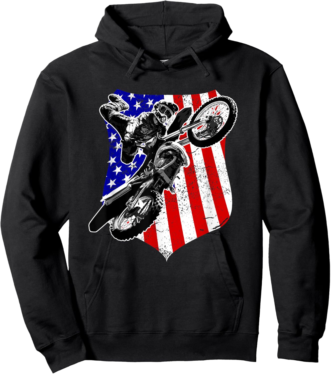 Dirt Bike Motocross 4th of July Hoodie - Hoodie | Black