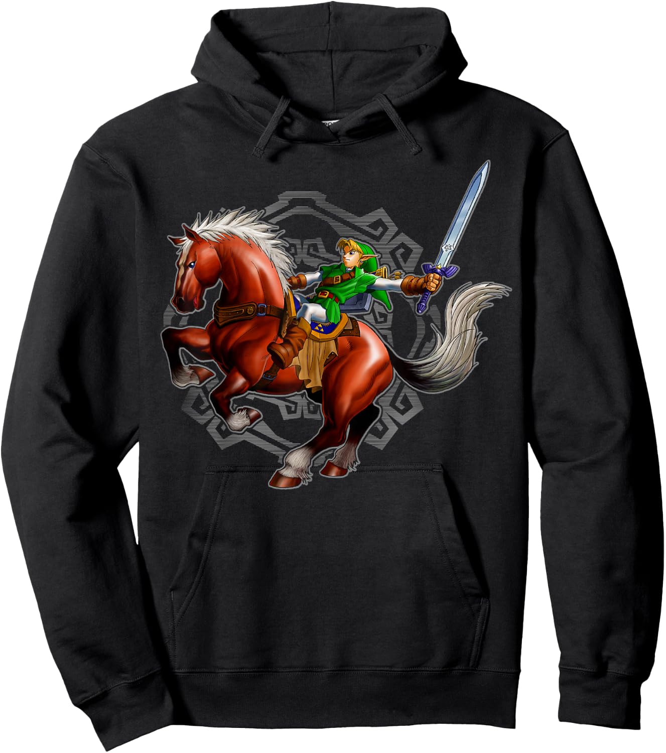 Nintendo Legend of Zelda Link On A Horse Portrait Hoodie - Hoodie | Black