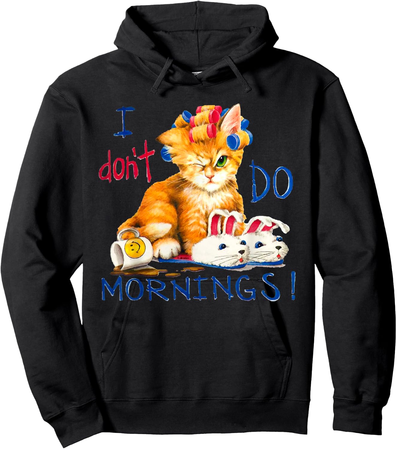 I don't do mornings t shirt, shirt, cat ,cup of coffee Hoodie - Hoodie | Black
