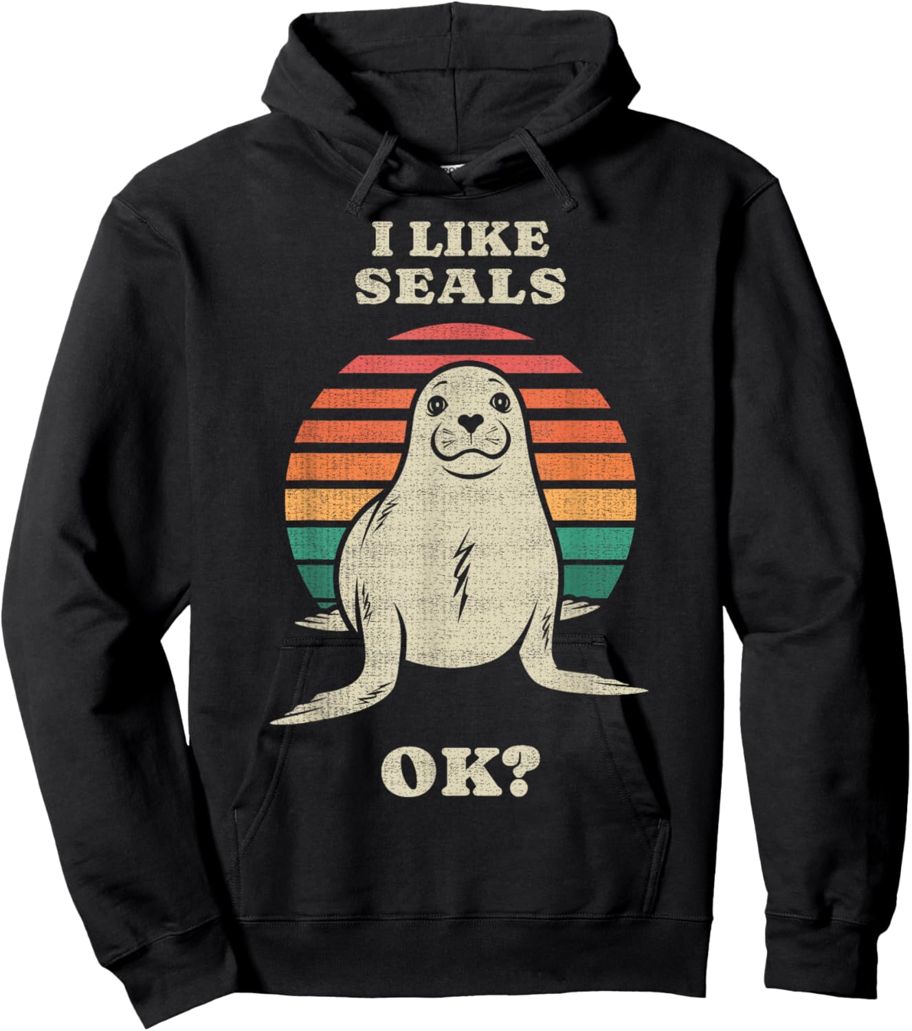 Funny Seal Lover Animal Retro 70s Hoodie - Hoodie | Black