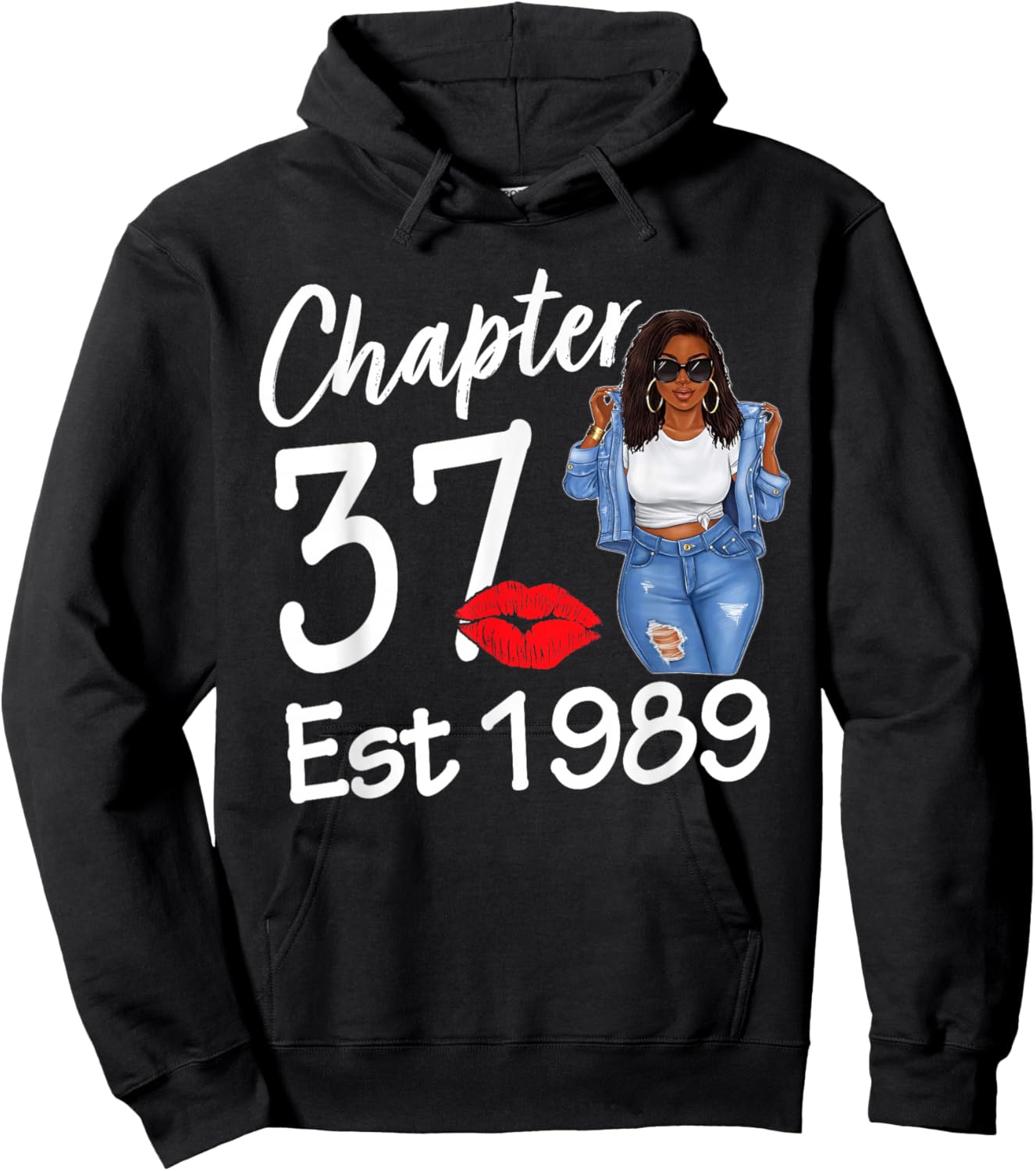 Chapter 37 Est 1989 37th Birthday Afro Black Queen Hoodie - Hoodie | Black