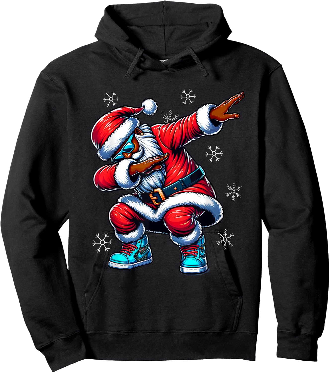 African American Christmas Dabbing Afro Santa Claus PJ Hoodie - Hoodie | Black