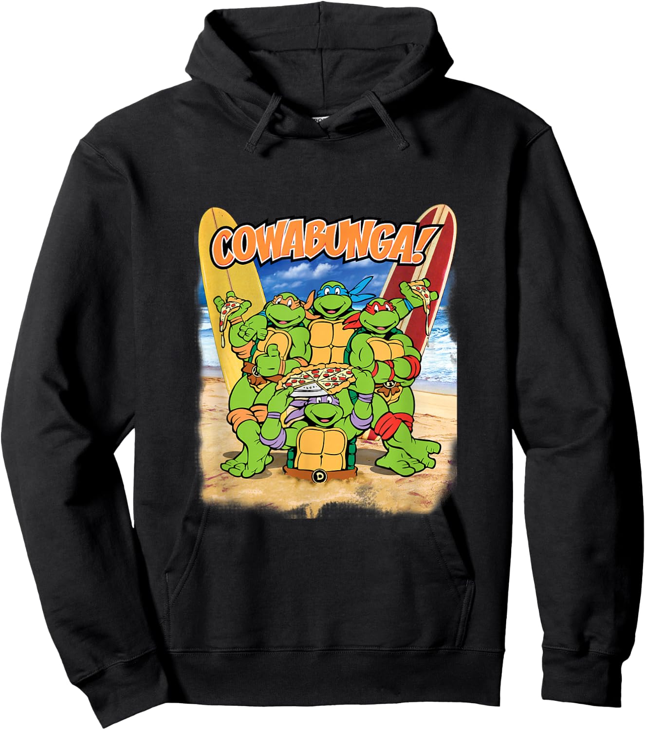 TMNT Cowabunga! Pizza On The Beach Hoodie - Hoodie | Black