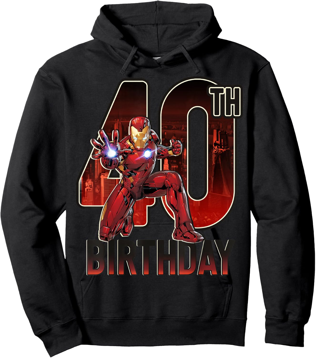 Marvel Iron Man 40th Birthday Action Pose Graphic Hoodie - Hoodie | Black