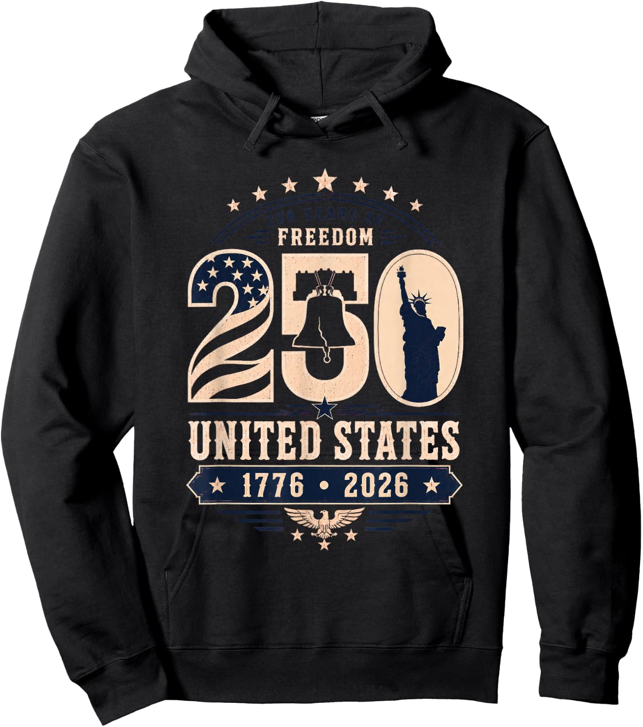 Patriotic Vintage 250th Anniversary USA 250 Year 4th of July Hoodie - Hoodie | Black