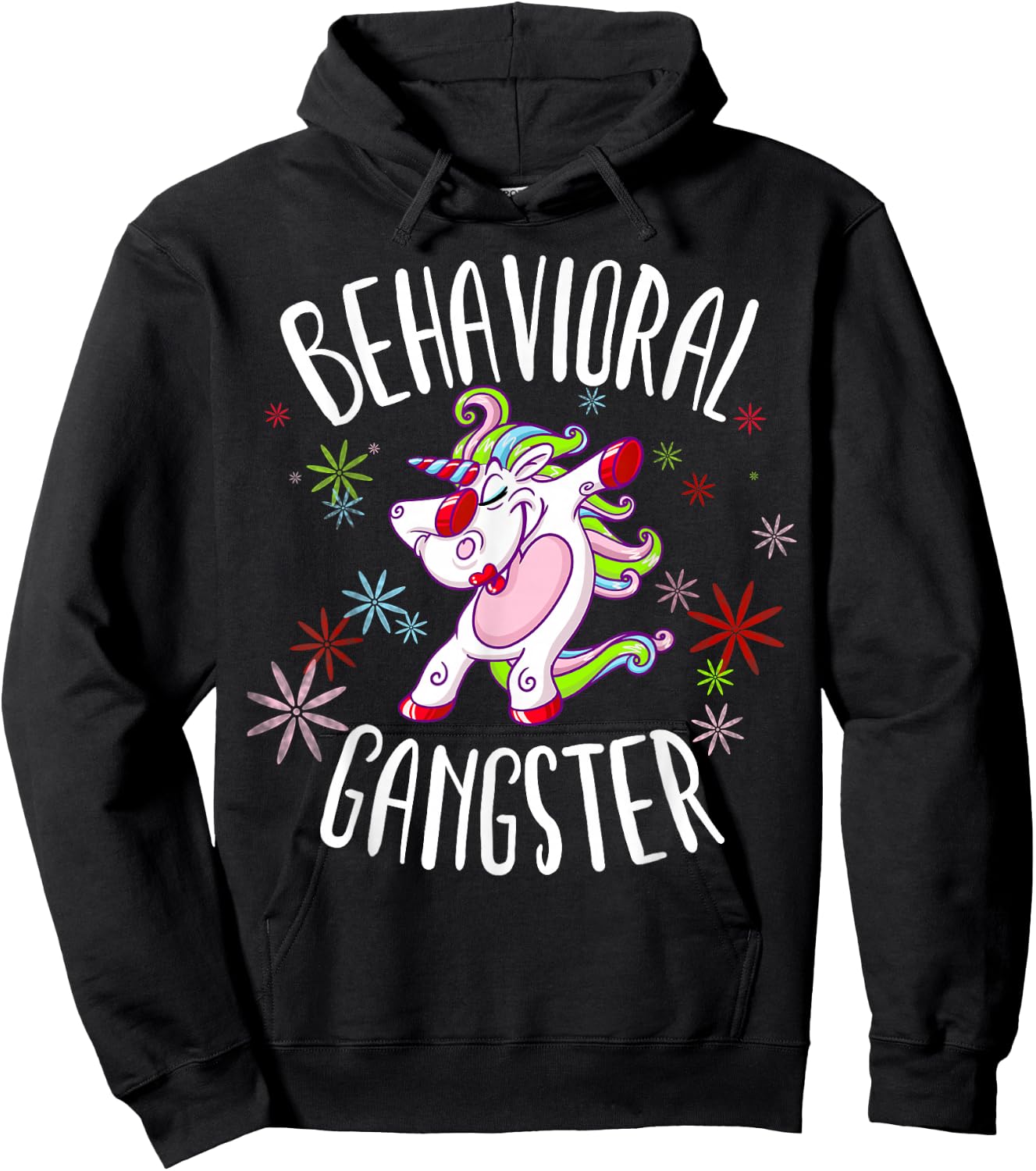 Behavioral Therapist Polka Dots Unicorn Gift ABA Therapy Hoodie - Hoodie | Black