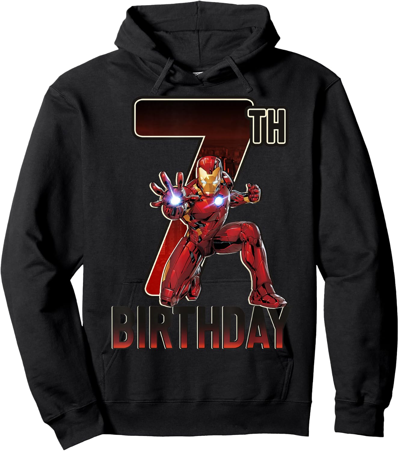 Marvel Iron Man 7th Birthday Action Pose Graphic Hoodie - Hoodie | Black