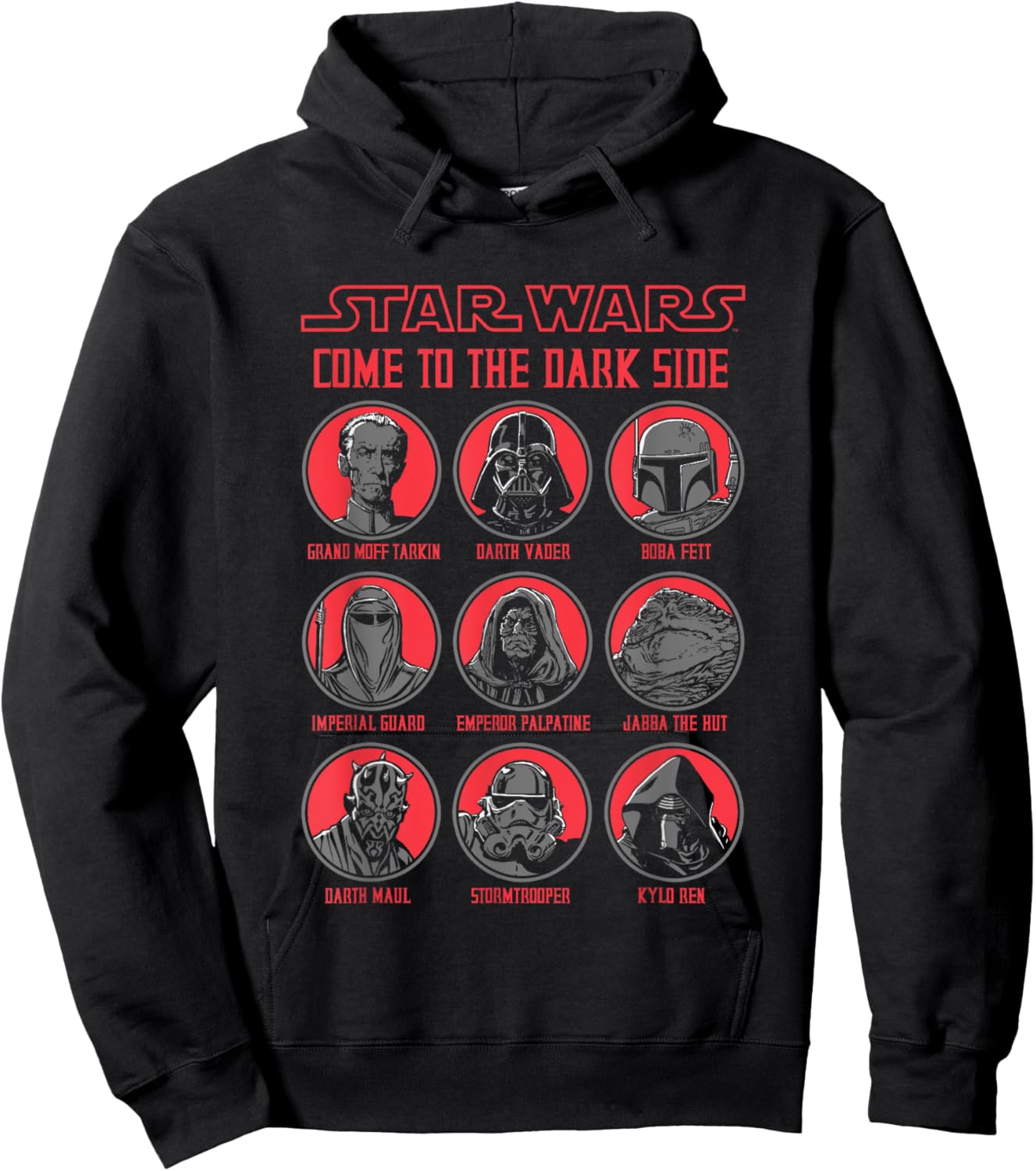 Star Wars Come To The Dark Side Characters Panels Big Logo Hoodie - Hoodie | Black