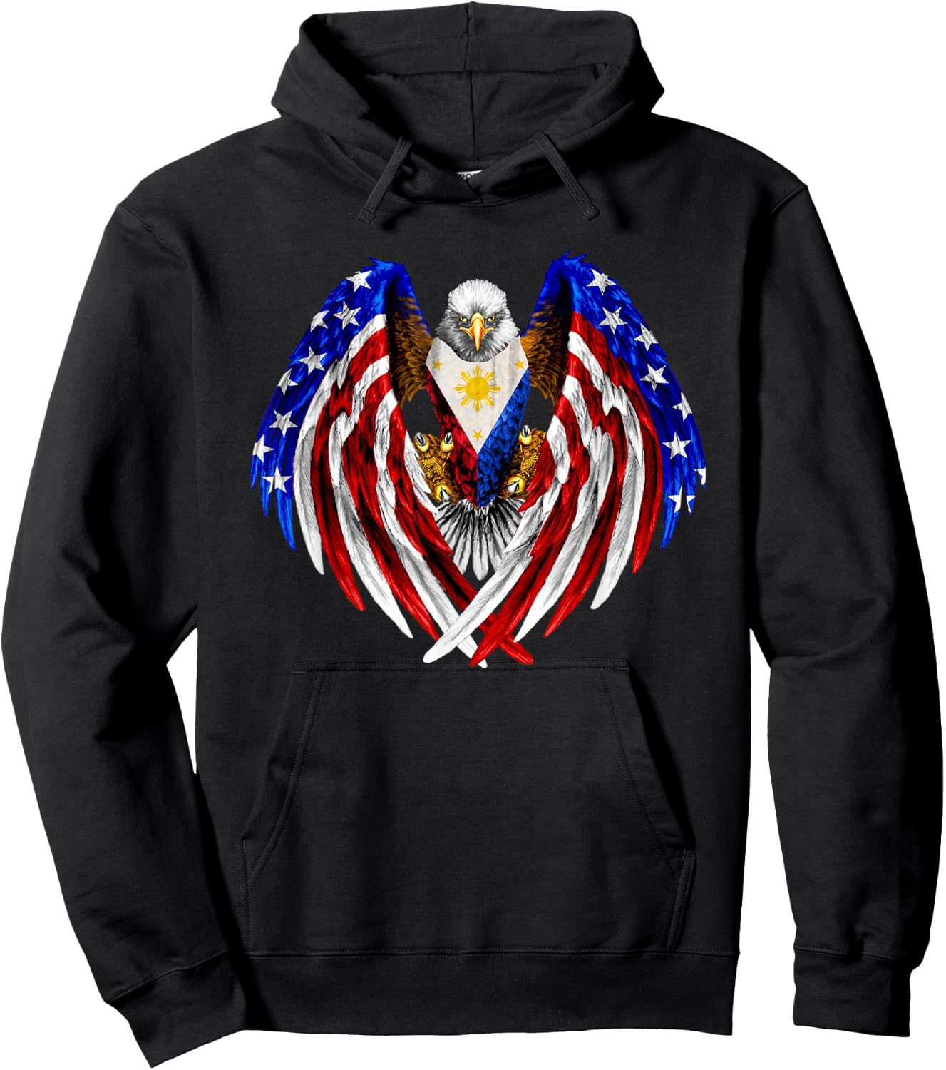 Filipino American Philippines USA Flag Eagle Hoodie - Hoodie | Black