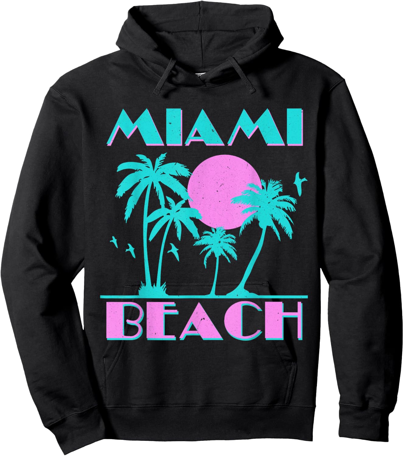 Retro Miami Beach 70s 80s Style Vintage Men Women Hoodie - Hoodie | Black
