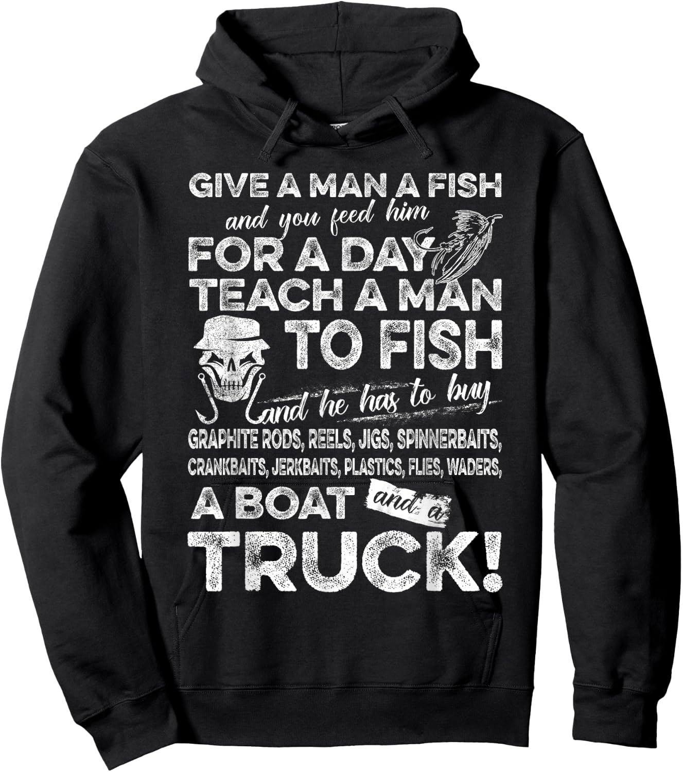Funny Fishing Shirts Give A Man A Fish T Shirt Hoodie - Hoodie | Black