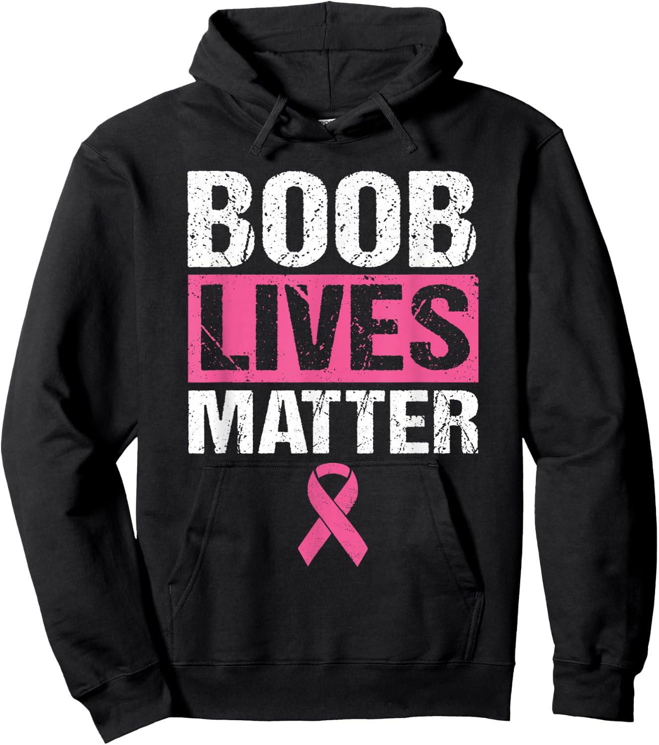 Funny Breast Cancer Awareness Shirt Boob Lives Matter Gift Hoodie - Hoodie | Black