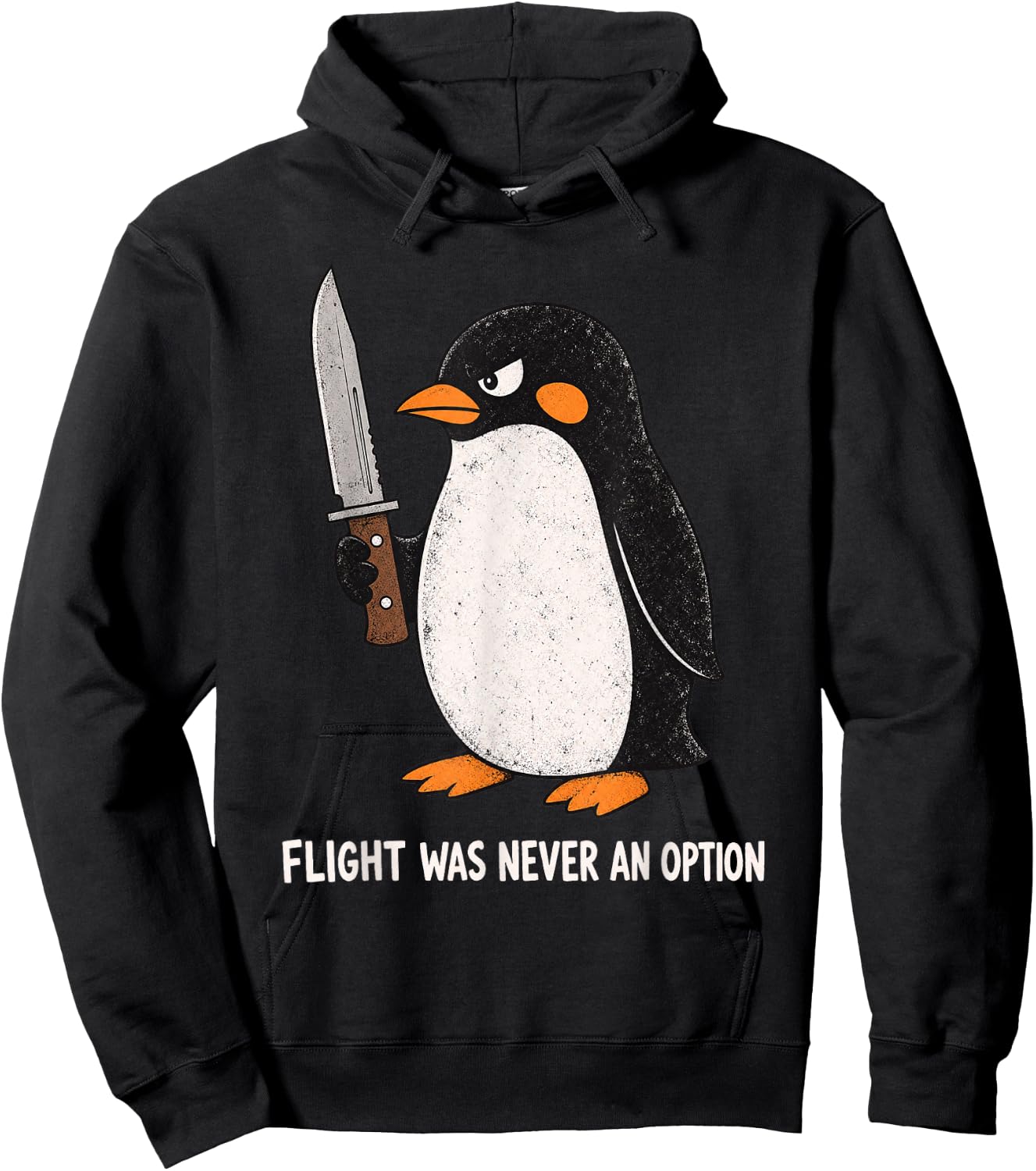 Flight was Never an Option Funny Penguin with Knife Hoodie - Hoodie | Black