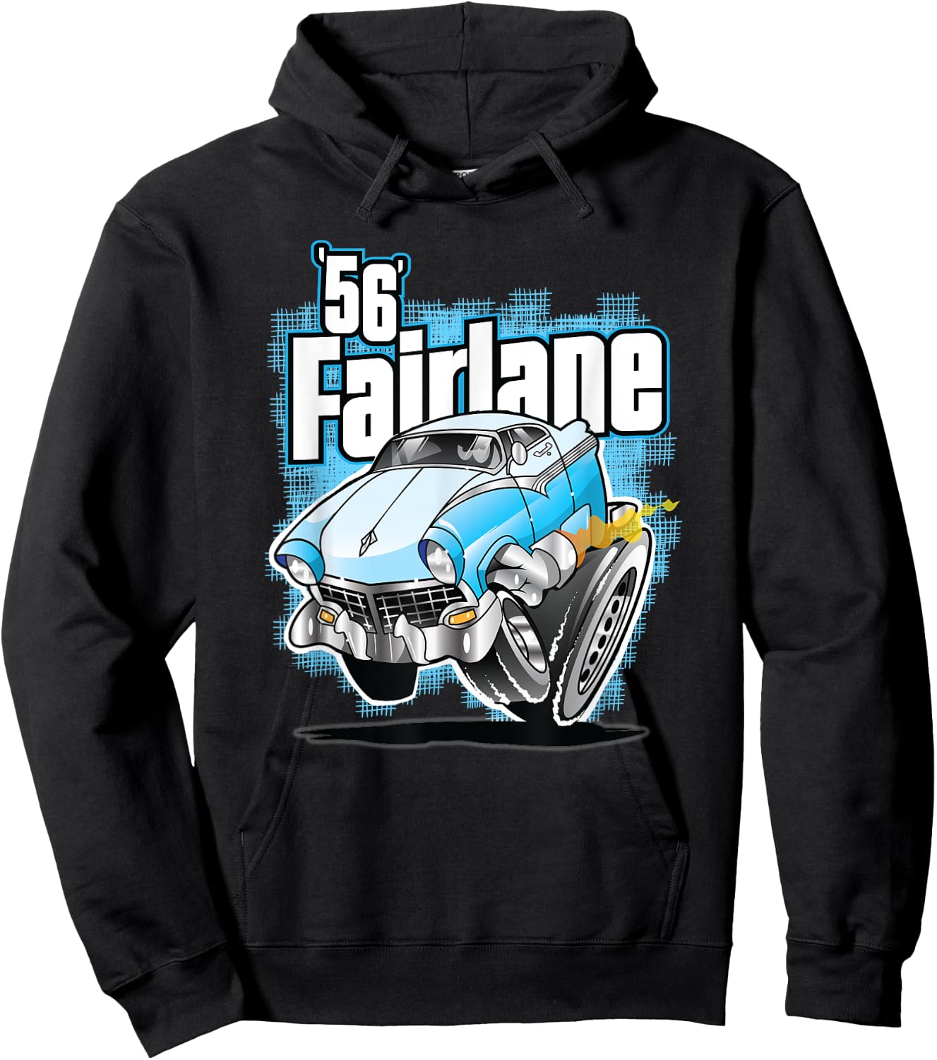 Vintage Hot Rod Cars And Truck Vintage 1956 Fairlane Cartoon Hot Rod Hoodie - Hoodie | Black