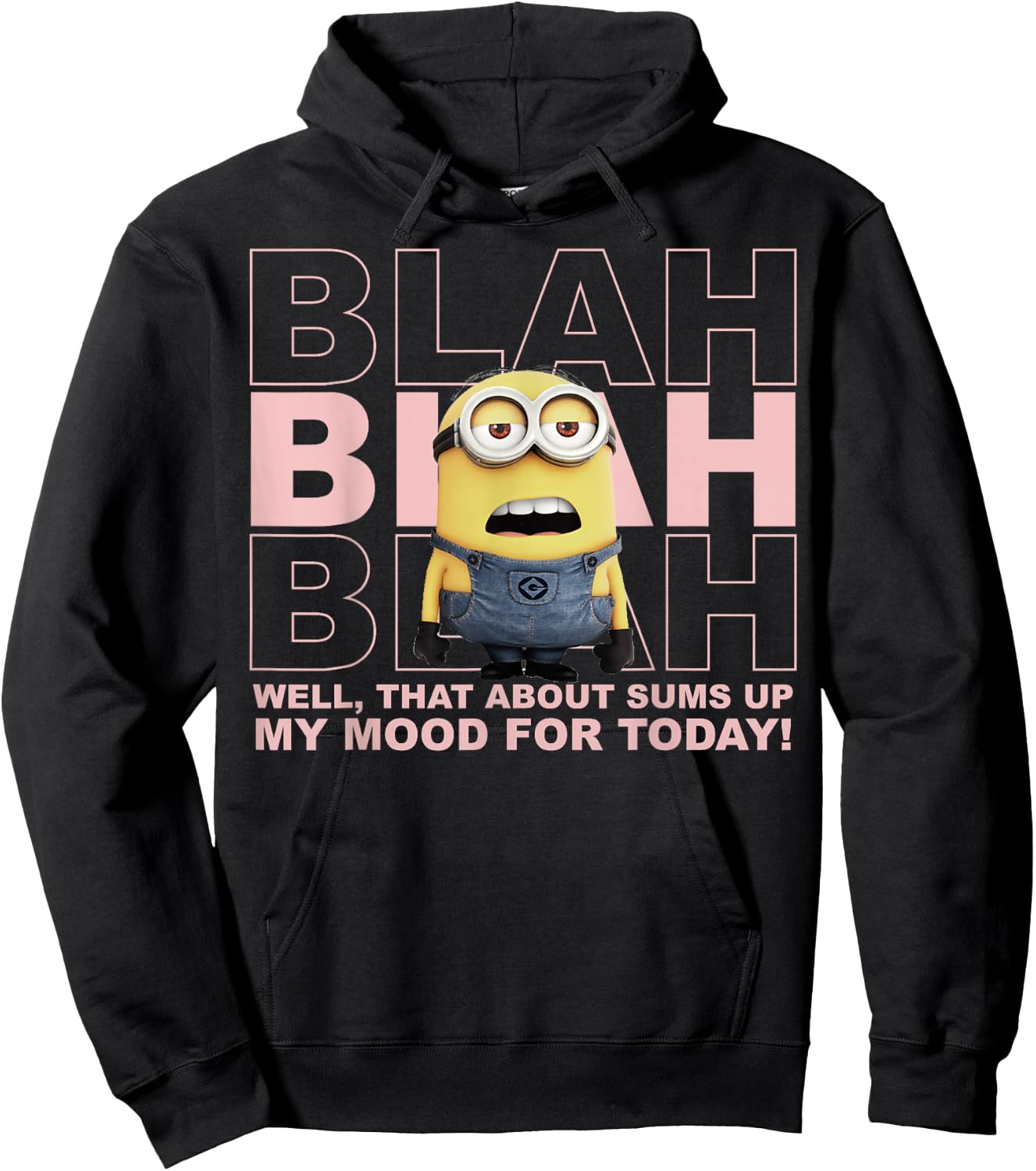 Despicable Me Minions Blah Sums Up My Mood Graphic Hoodie - Hoodie | Black