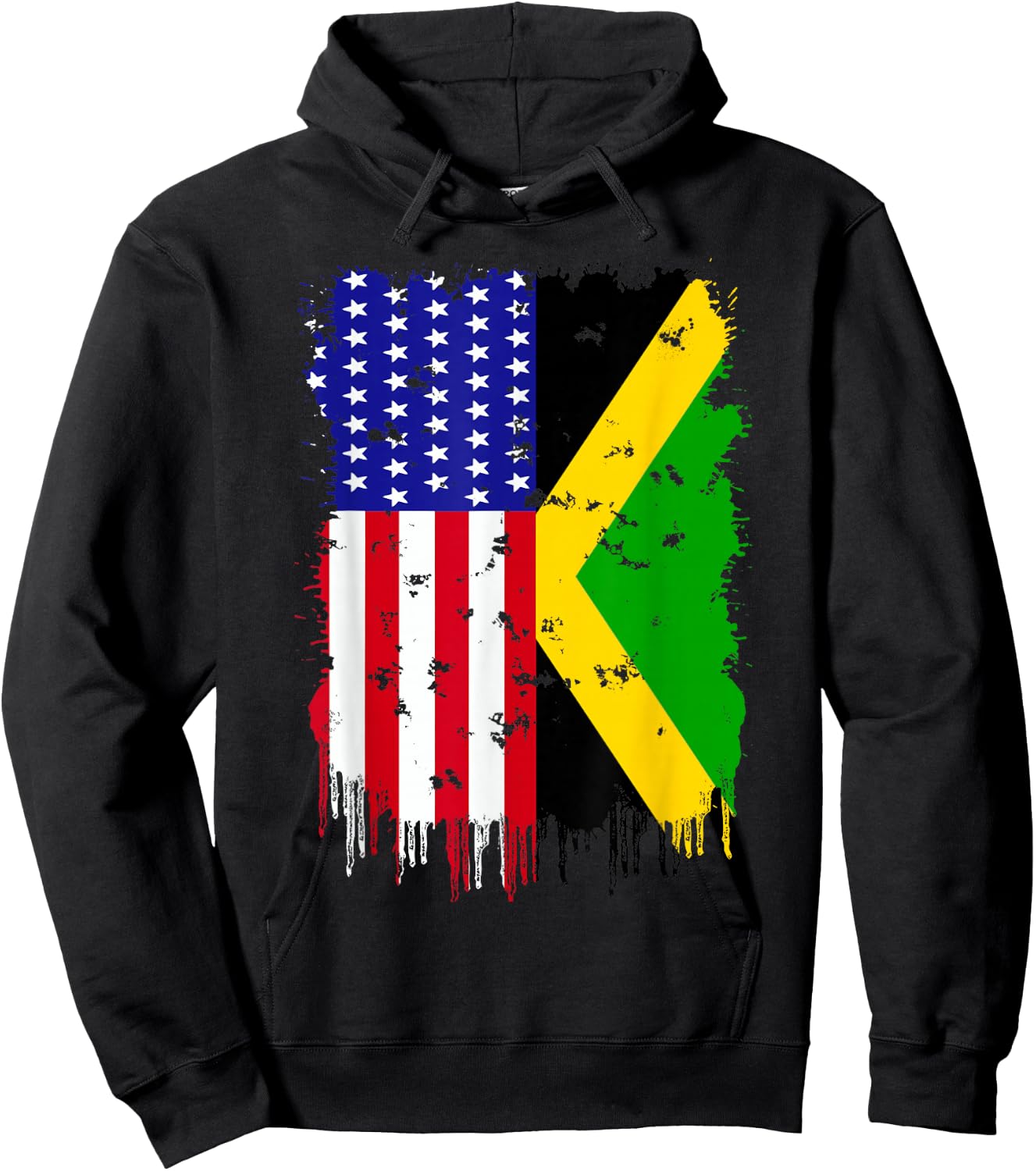 Jamaica America Flag Jamaican Roots American Grown USA Hoodie - Hoodie | Black