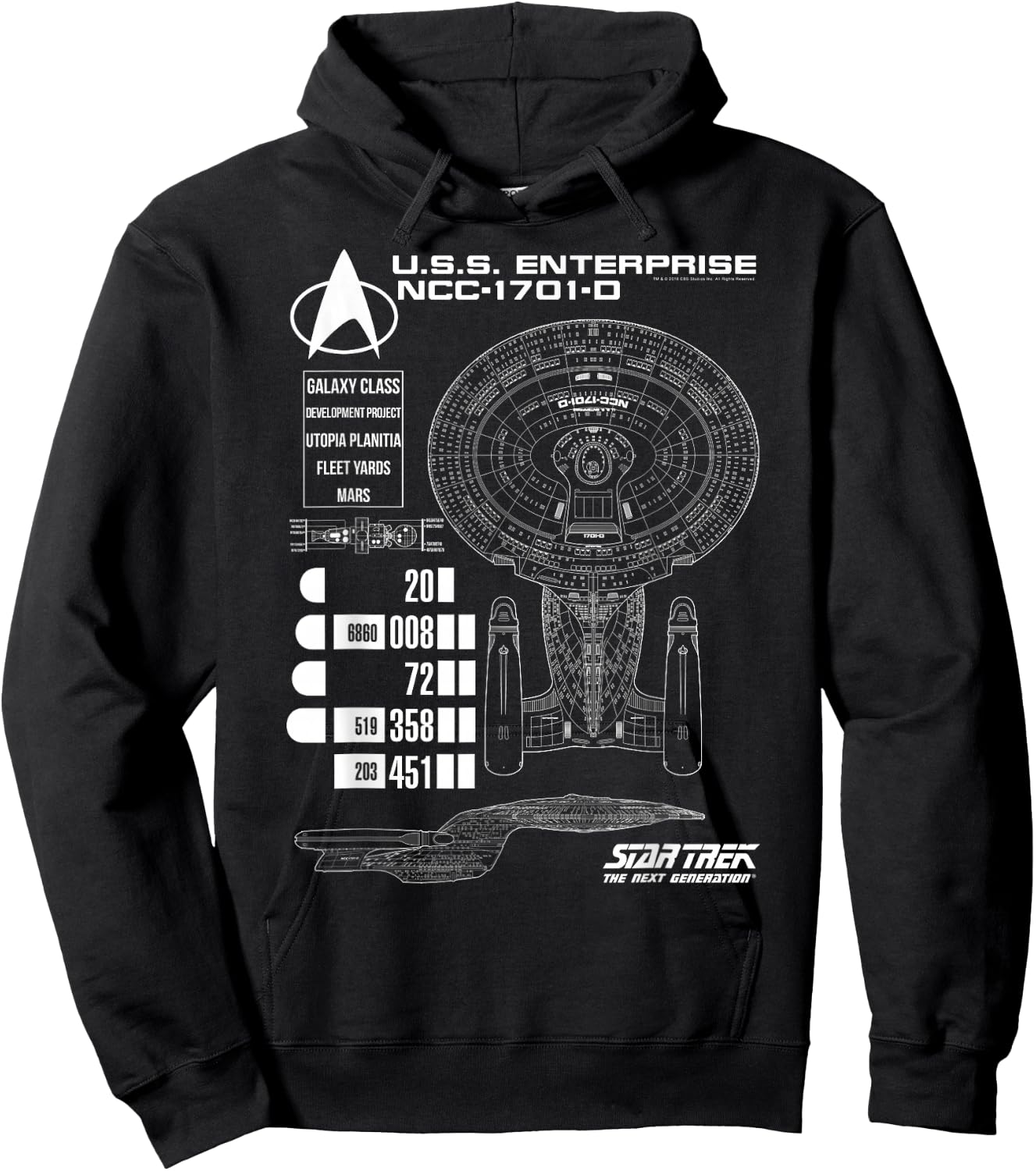 Star Trek: The Next Generation U.S.S. Enterprise Chart Hoodie - Hoodie | Black
