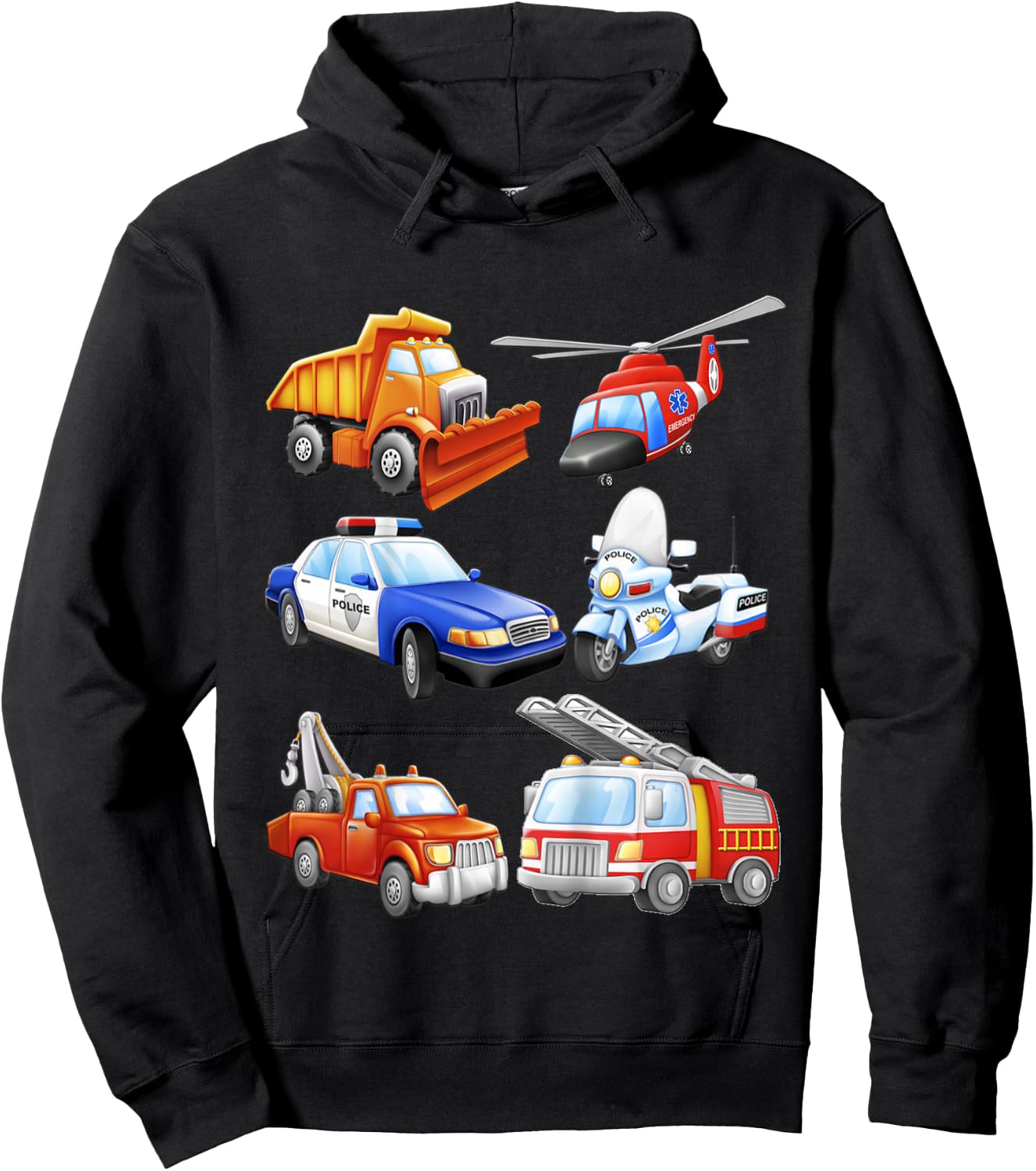 Boys' Emergency Vehicles Toddler Short Sleeved Hoodie - Hoodie | Black